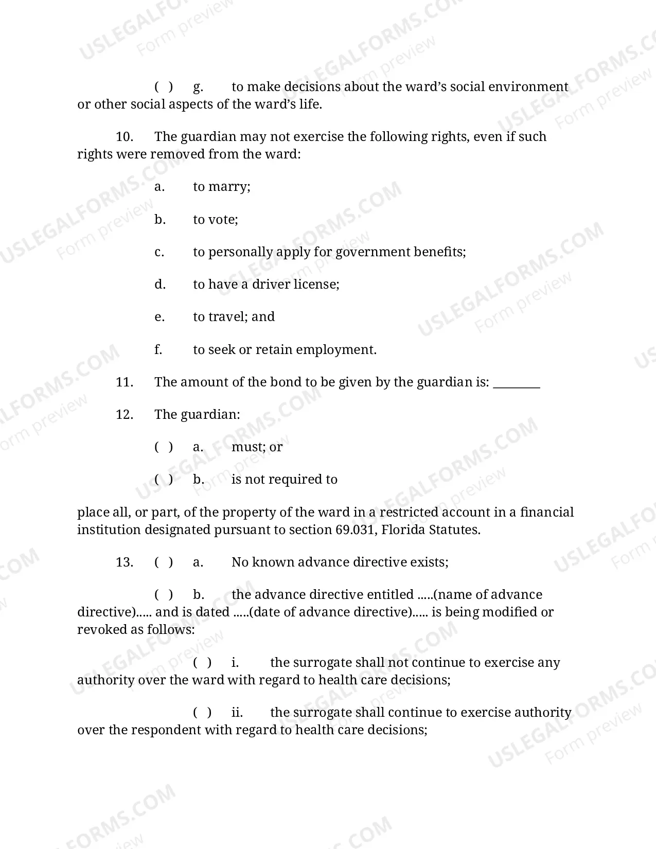 Preview Order for Appointment of Guardian