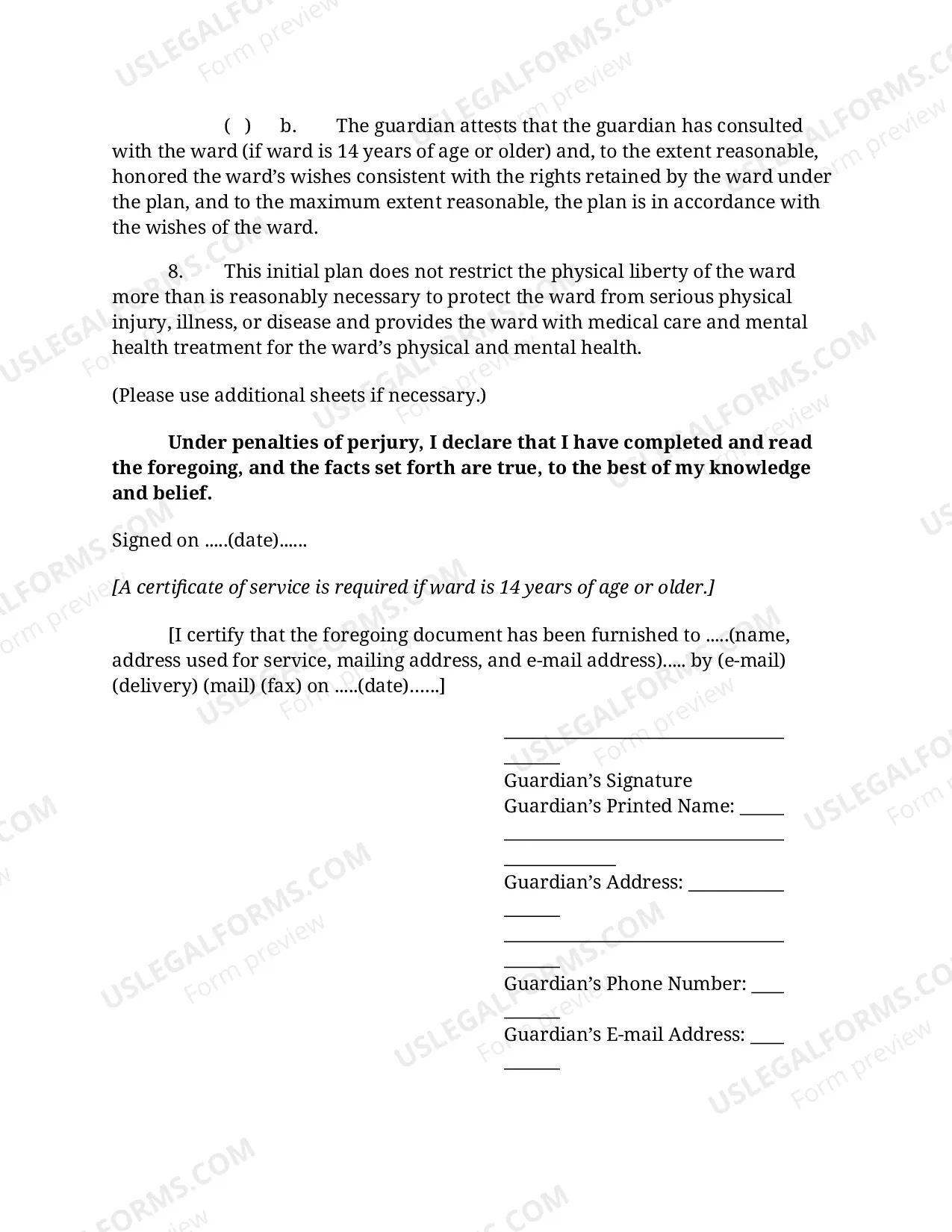 Preview Initial and Annual Guardianship Plans