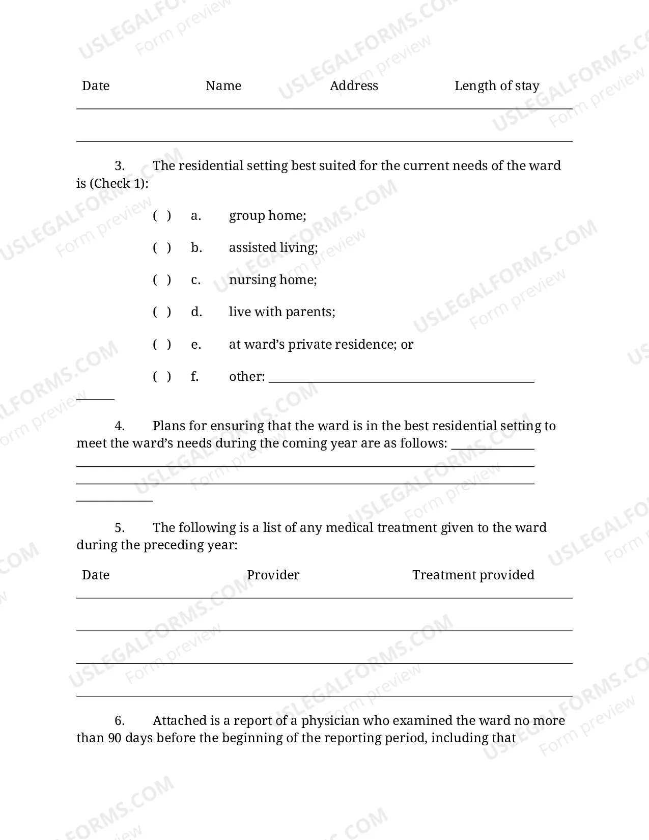 Preview Annual Guardianship Plan for Adult