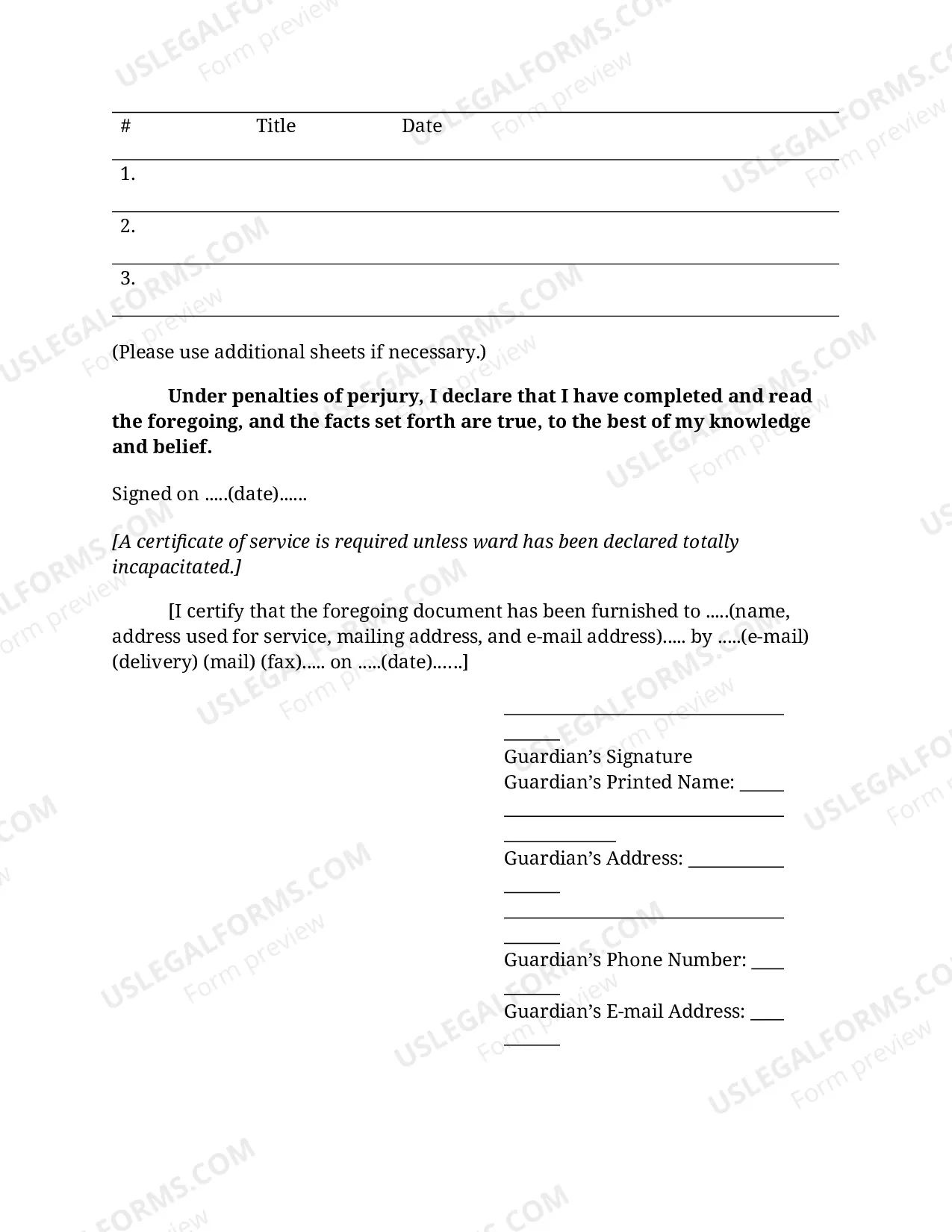 Preview Annual Guardianship Plan for Adult