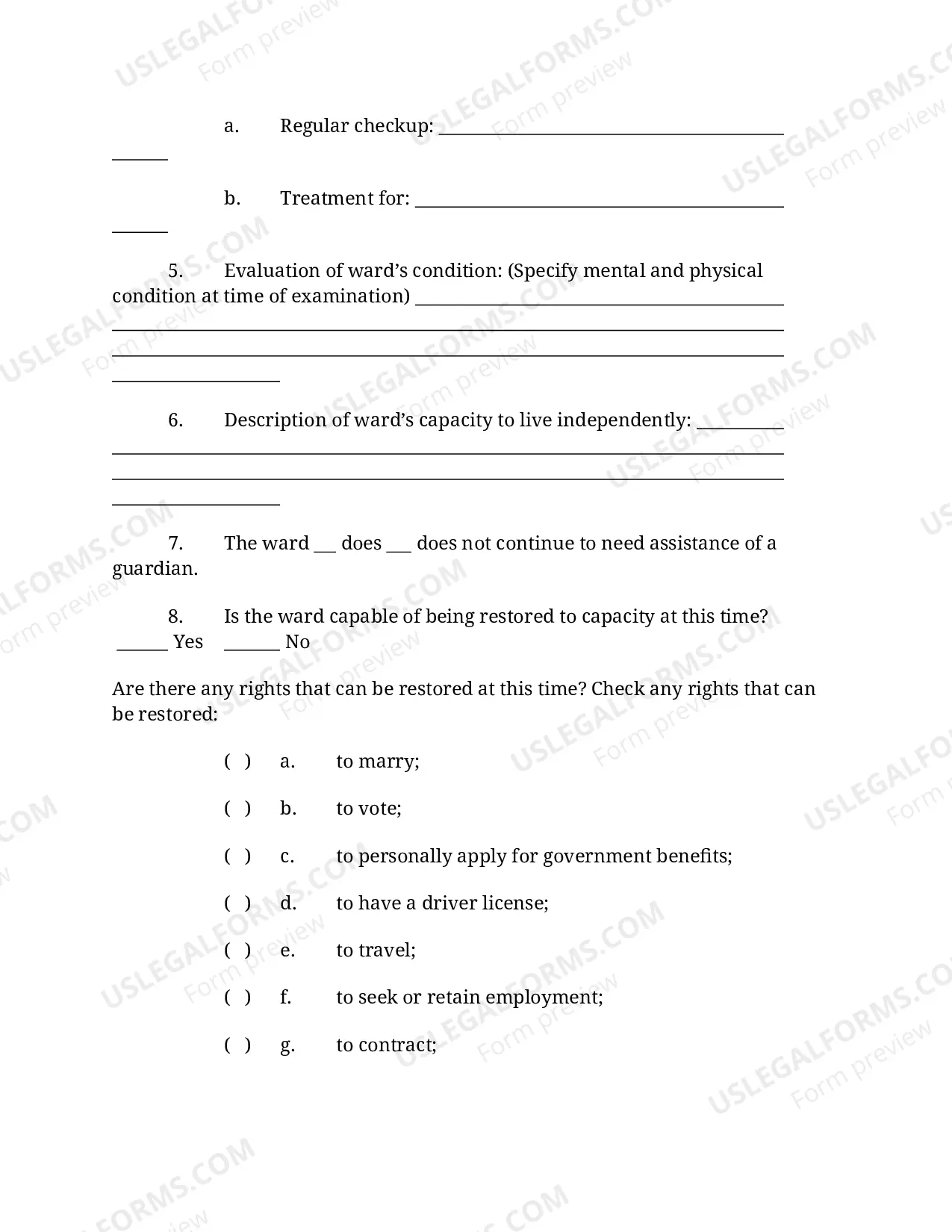 Preview Physician's Report for Guardianship
