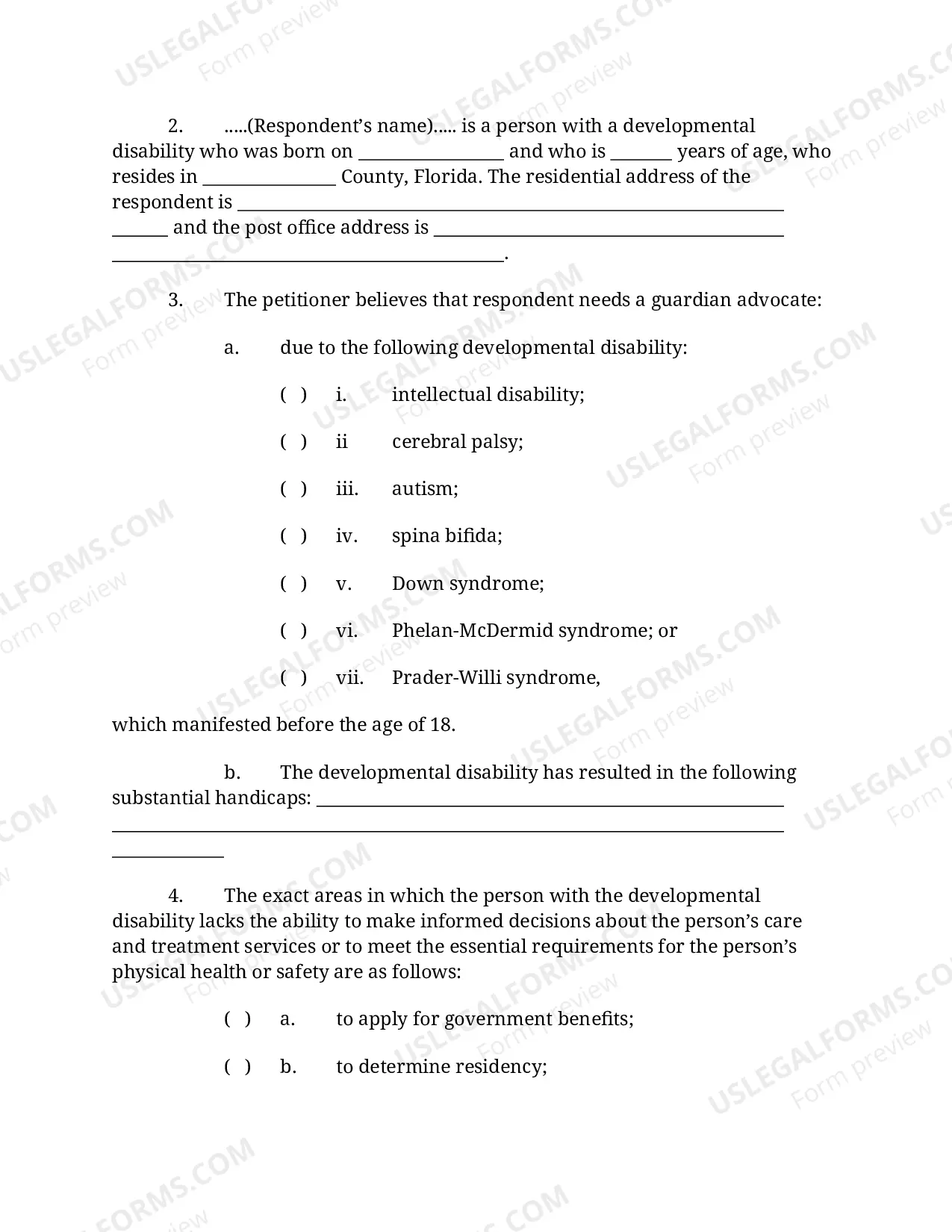Preview Petition, Notice, and Order for Appointment of Guardian Advocate of the Person