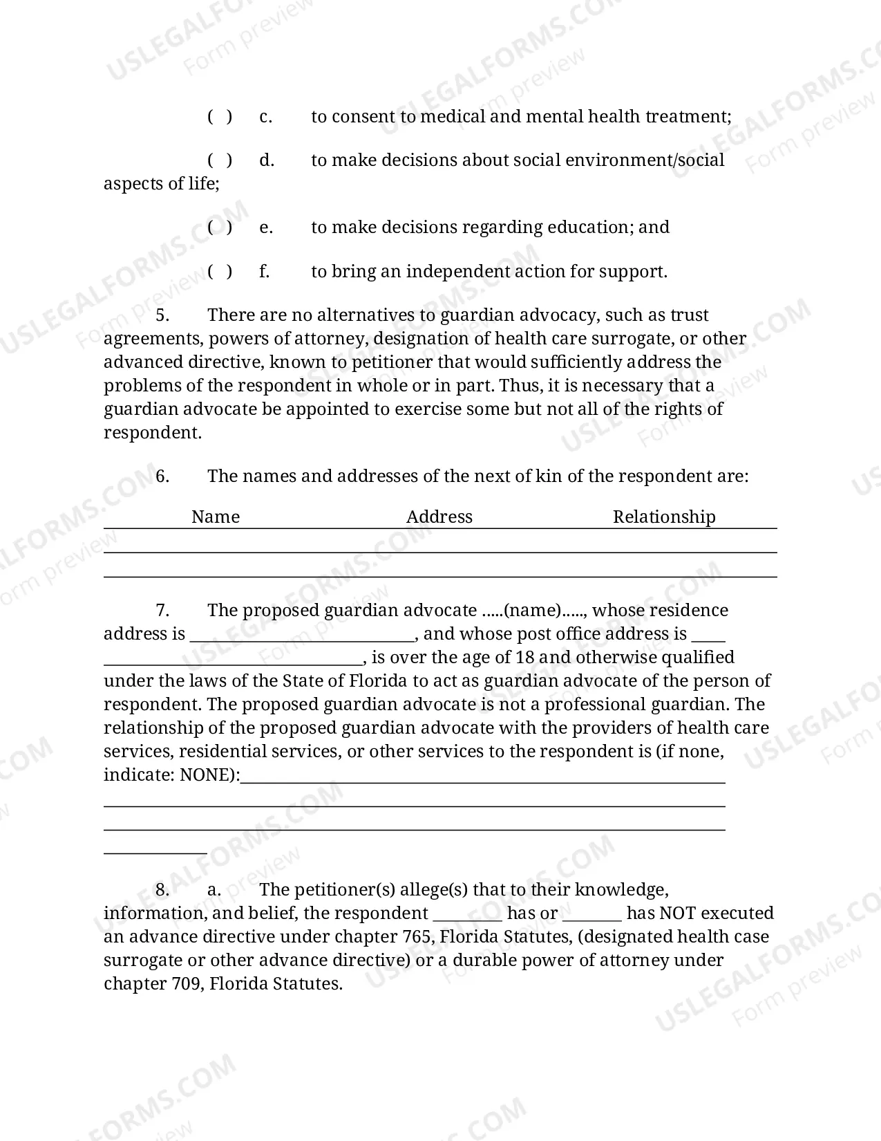 Preview Petition, Notice, and Order for Appointment of Guardian Advocate of the Person