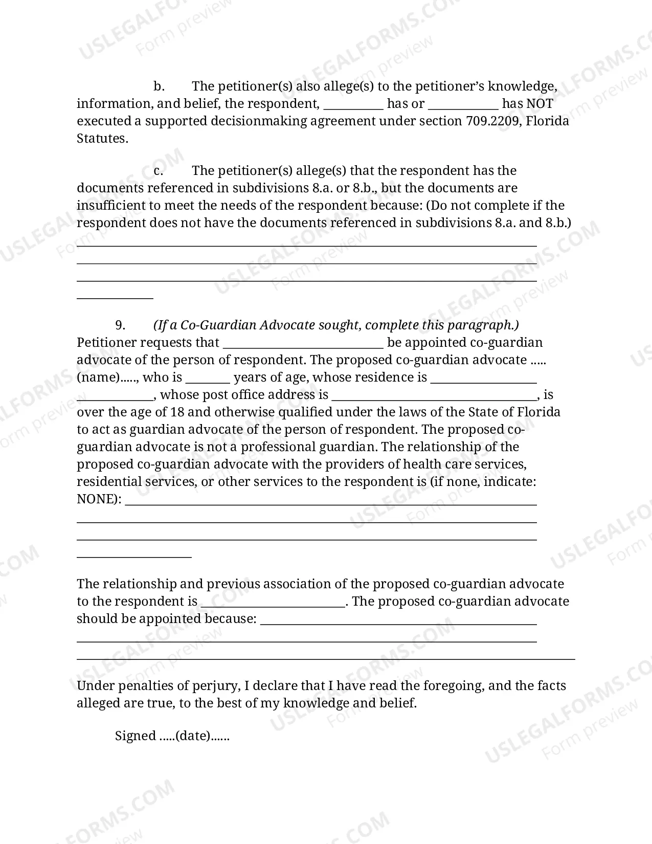 Preview Petition, Notice, and Order for Appointment of Guardian Advocate of the Person