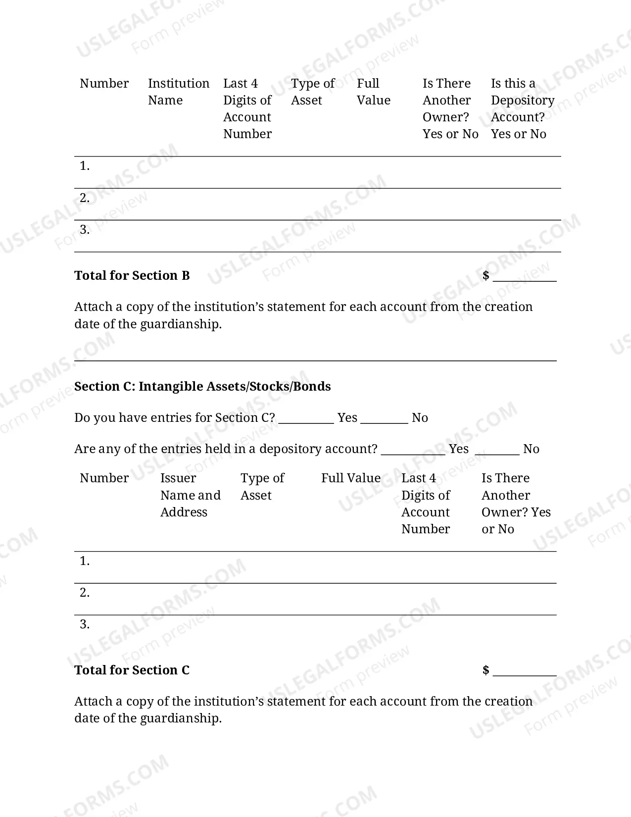 Preview Initial Inventory of Guardianship