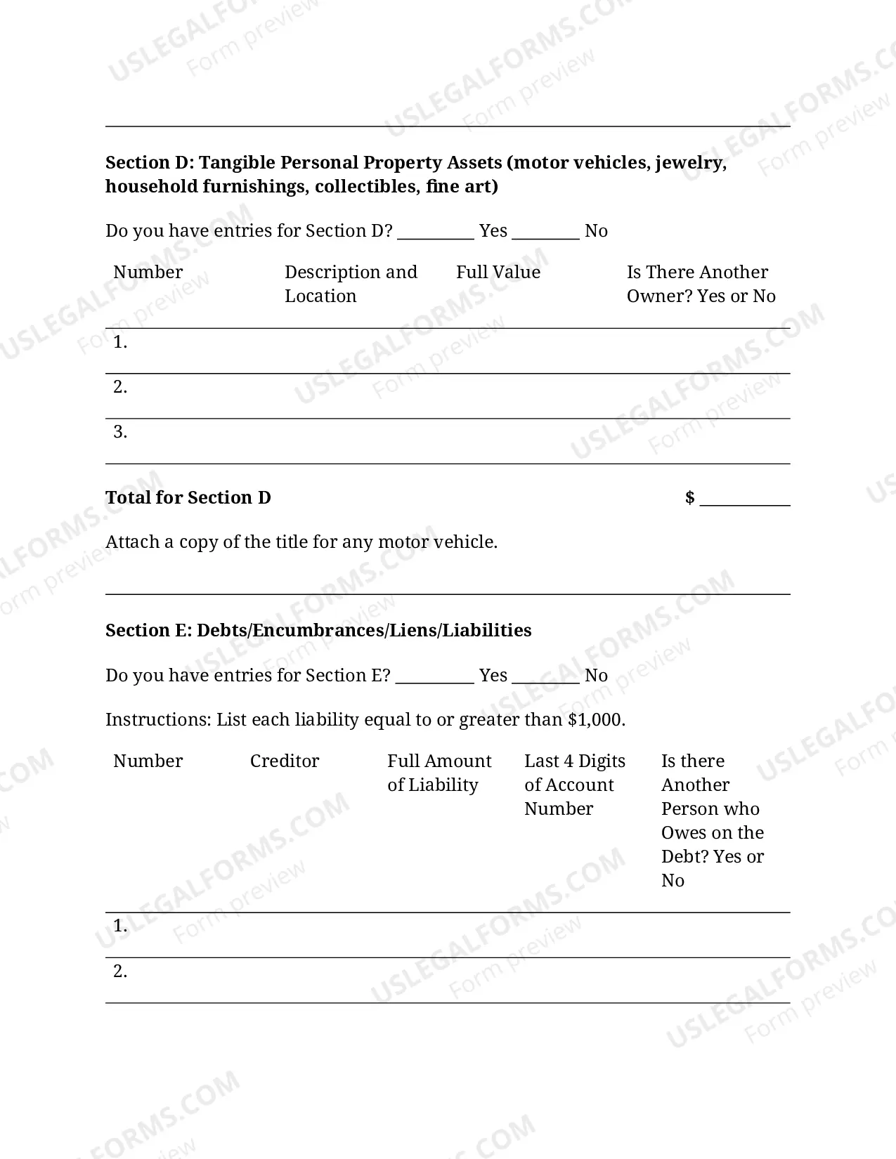Preview Initial Inventory of Guardianship