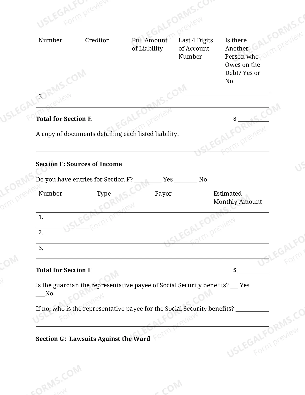 Preview Initial Inventory of Guardianship