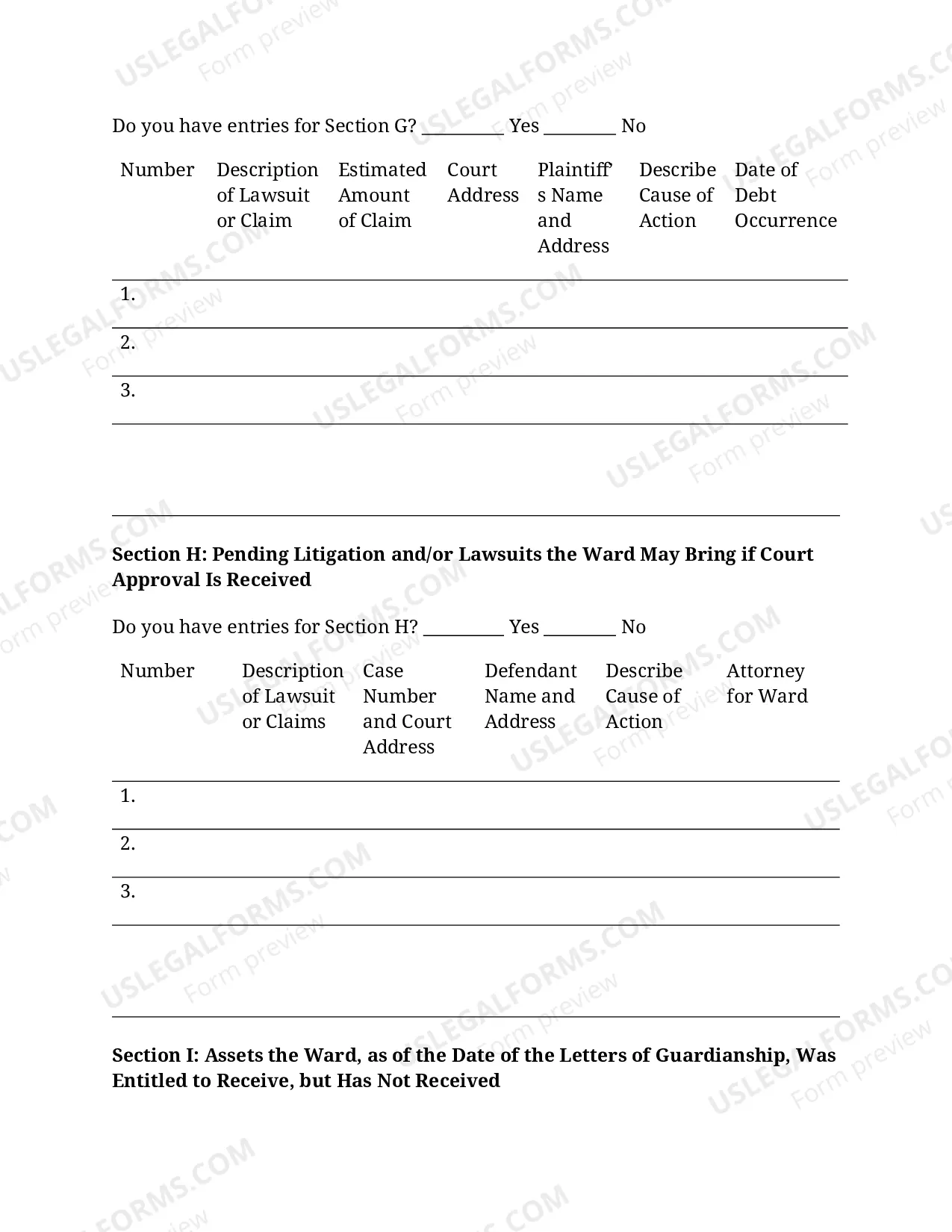 Preview Initial Inventory of Guardianship