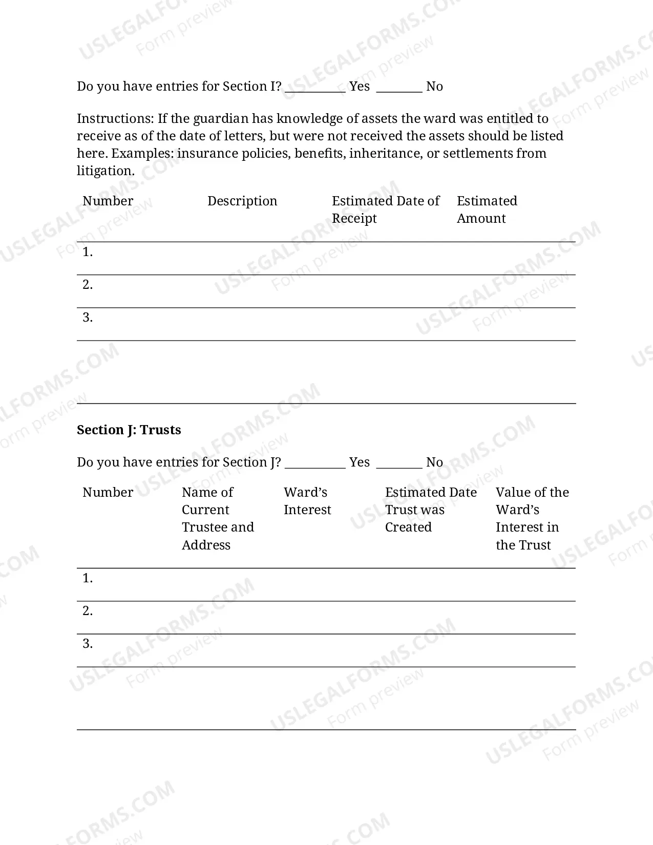 Preview Initial Inventory of Guardianship
