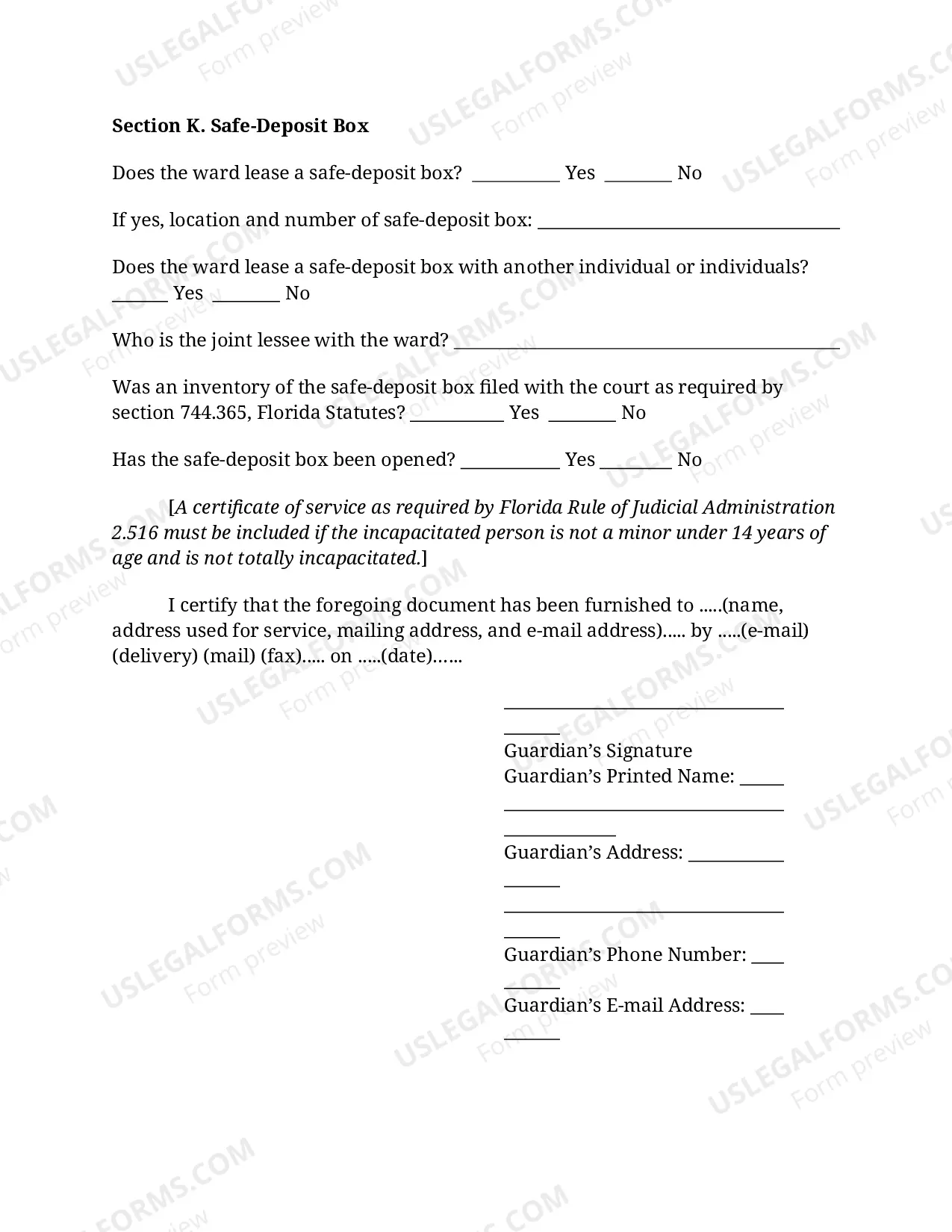 Preview Initial Inventory of Guardianship