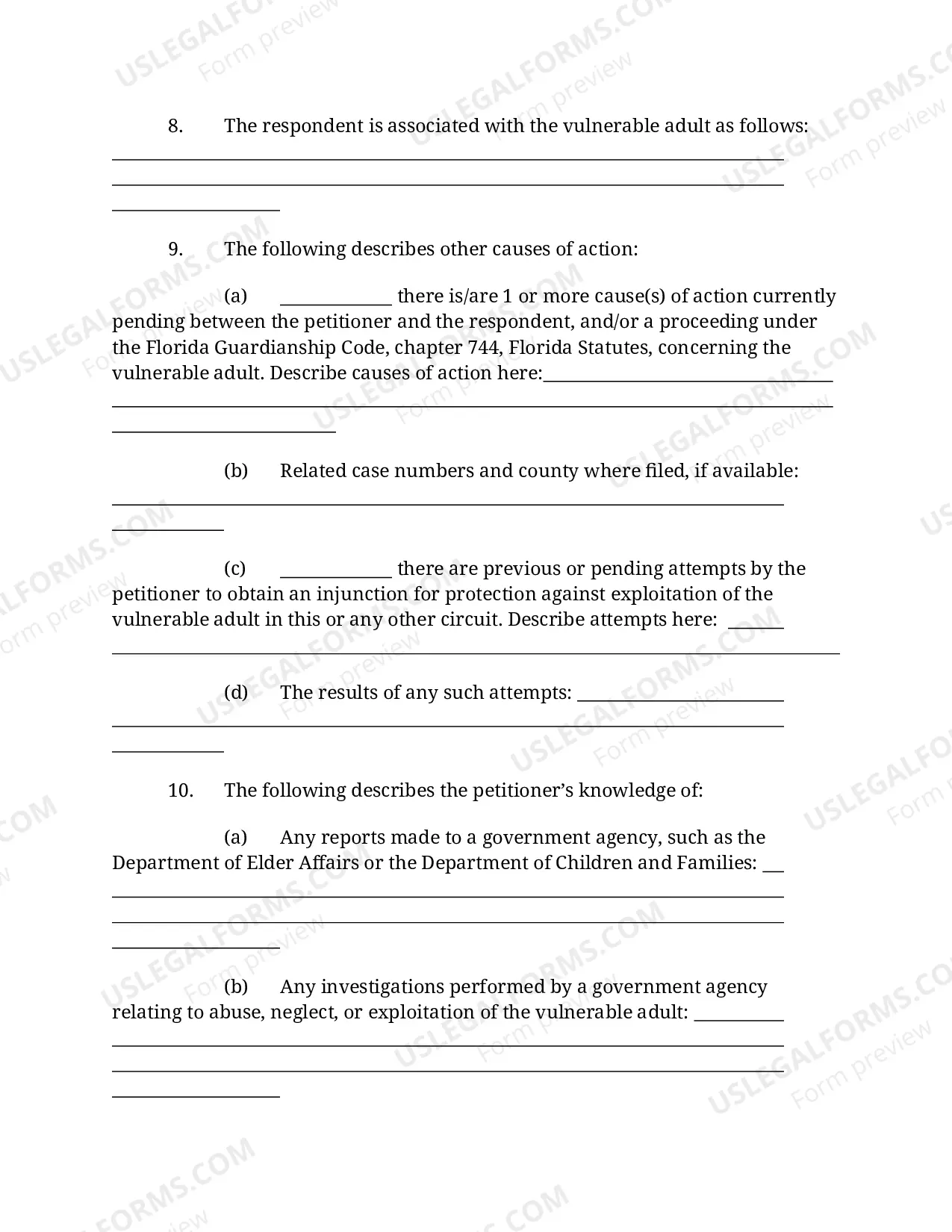 Preview Injunction for Protection Against Exploitation of a Vulnerable Adult