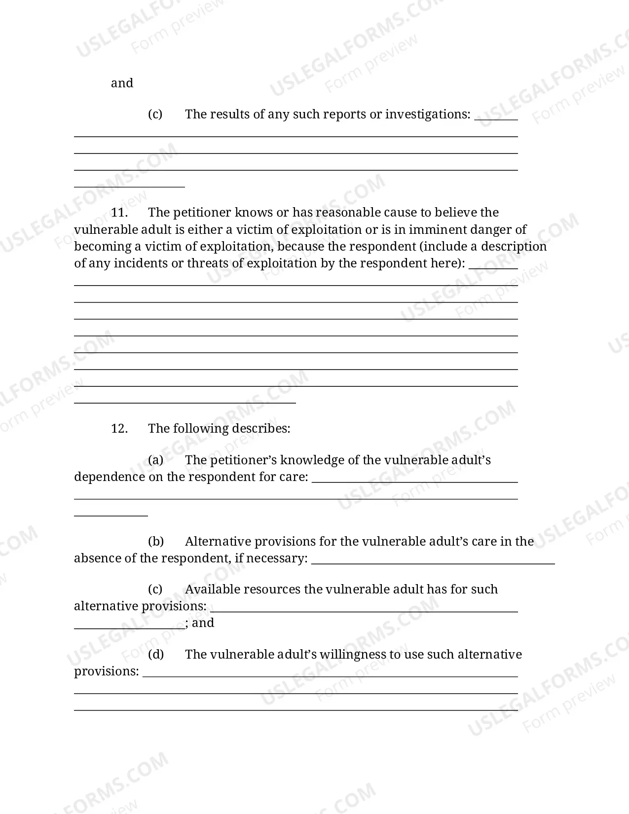 Preview Injunction for Protection Against Exploitation of a Vulnerable Adult