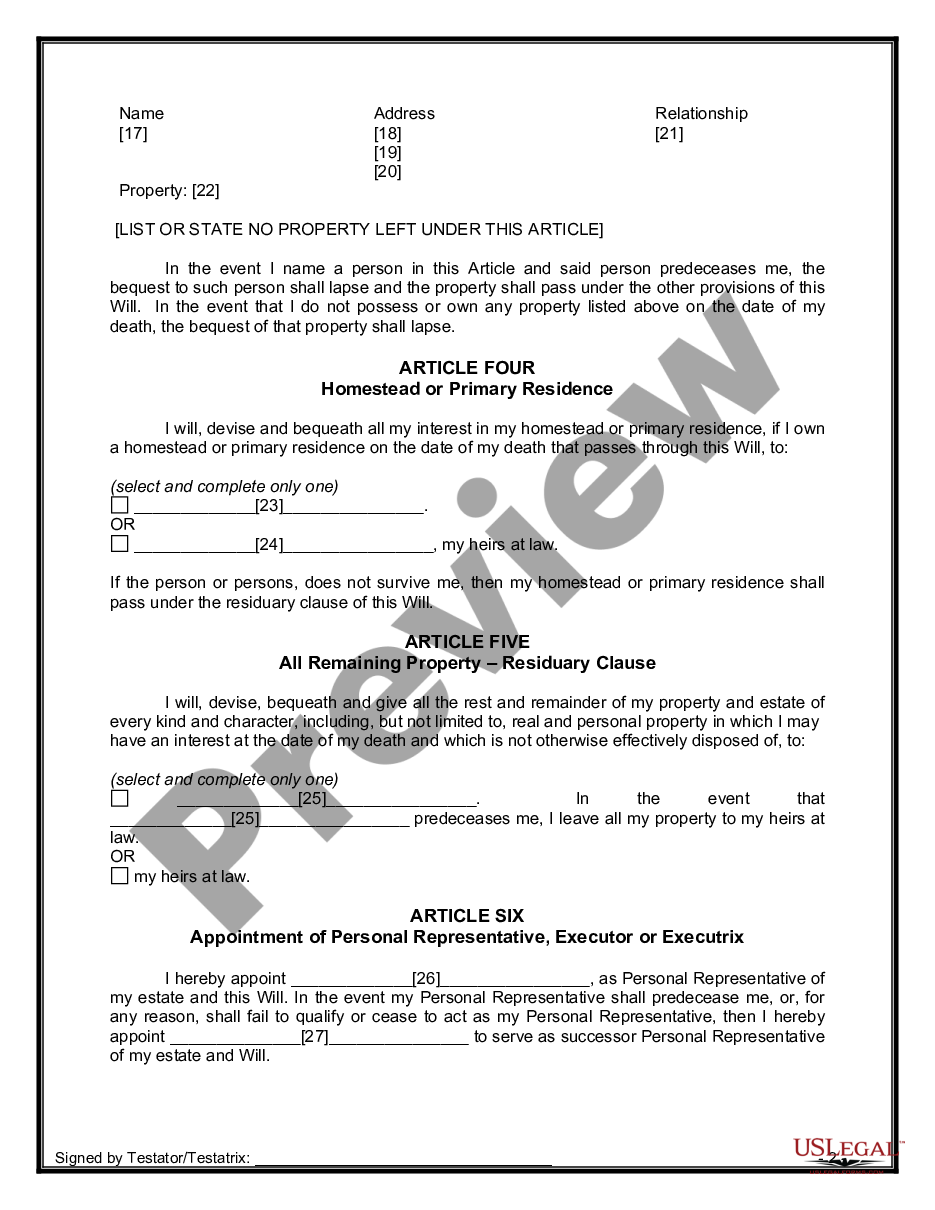 page 6 Mutual Wills containing Last Will and Testaments for Unmarried Persons living together with No Children preview