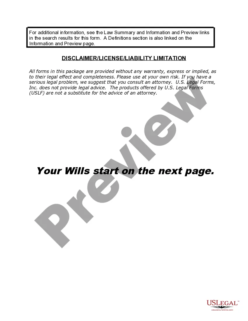 Preview Mutual Wills containing Last Will and Testaments for Man and Woman living together not Married with No Children