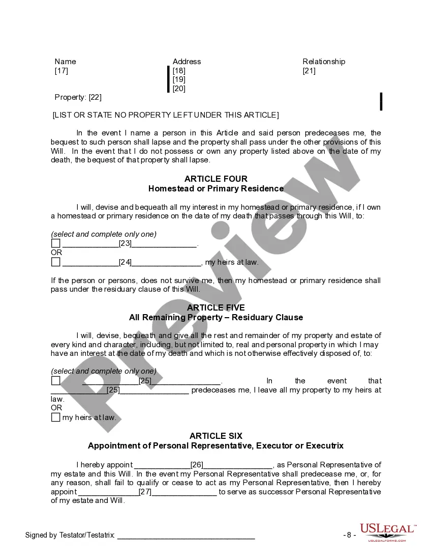 Preview Mutual Wills containing Last Will and Testaments for Man and Woman living together not Married with No Children