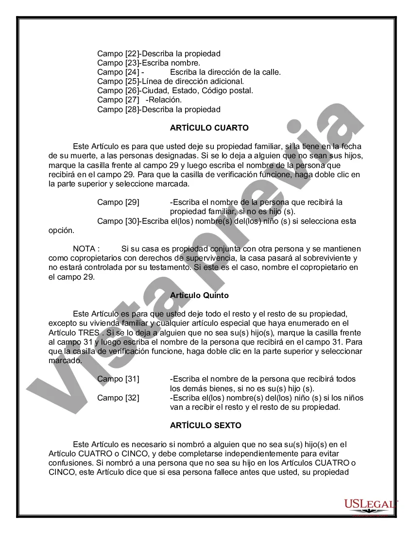Preview Paquete de Testamentos Mutuos de Últimas Voluntades y Testamentos para Personas Solteras que conviven con Hijos Adultos