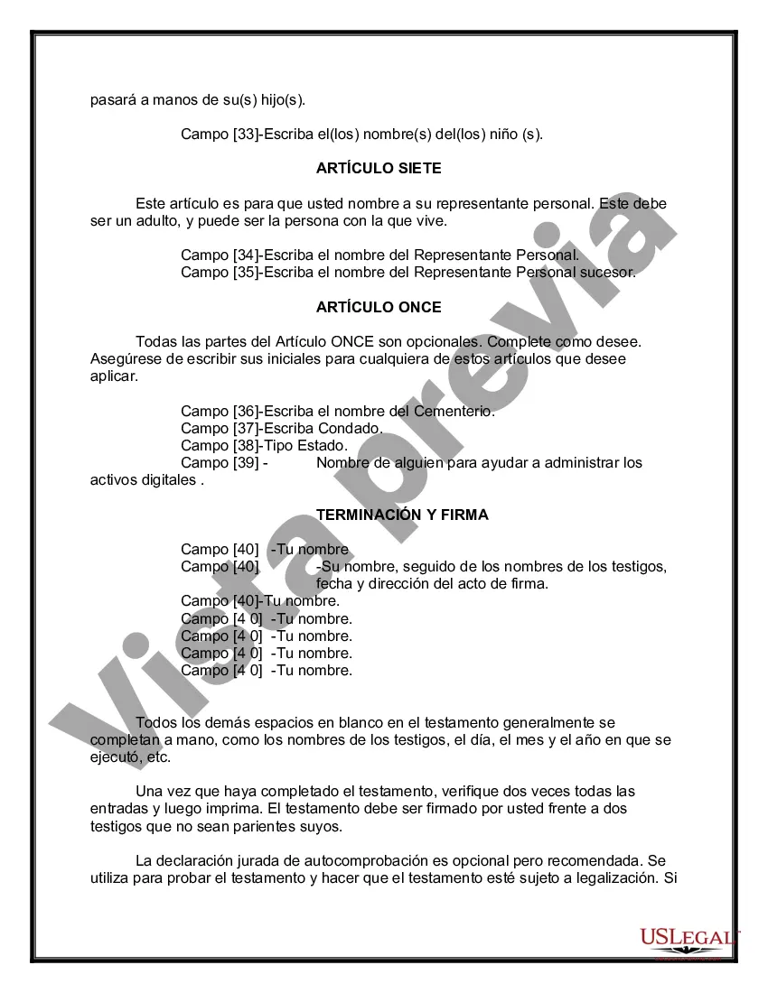 Preview Paquete de Testamentos Mutuos de Últimas Voluntades y Testamentos para Personas Solteras que conviven con Hijos Adultos