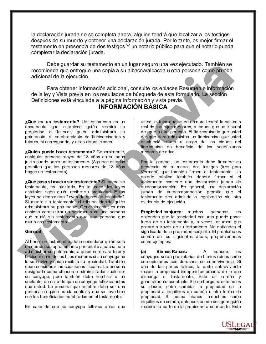 Preview Paquete de Testamentos Mutuos de Últimas Voluntades y Testamentos para Personas Solteras que conviven con Hijos Adultos