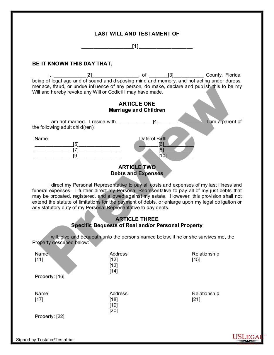 page 5 Mutual Wills Package of Last Wills and Testaments for Unmarried Persons living together with Adult Children preview