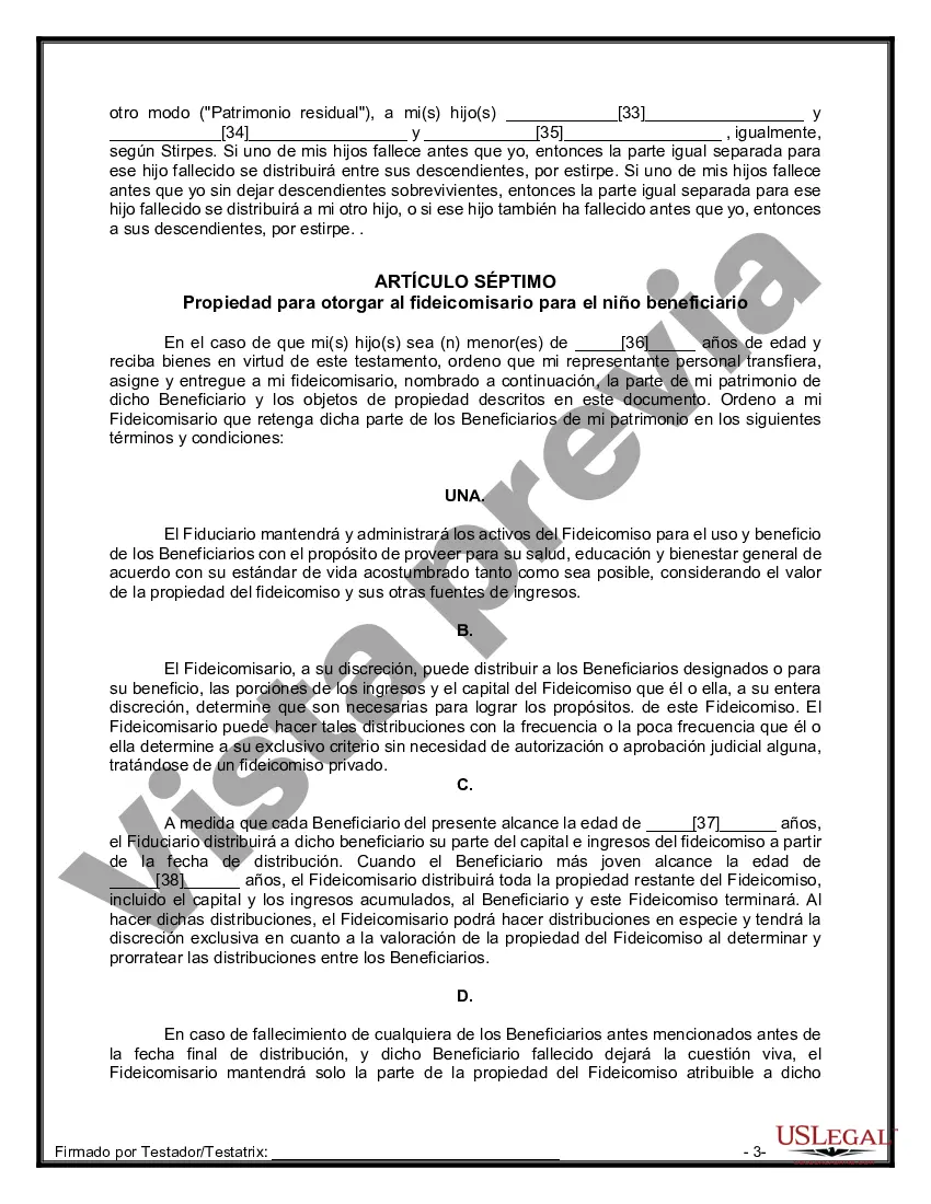 Preview Testamentos Mutuos o Últimas Voluntades y Testamentos para Personas Solteras que conviven con Hijos Menores