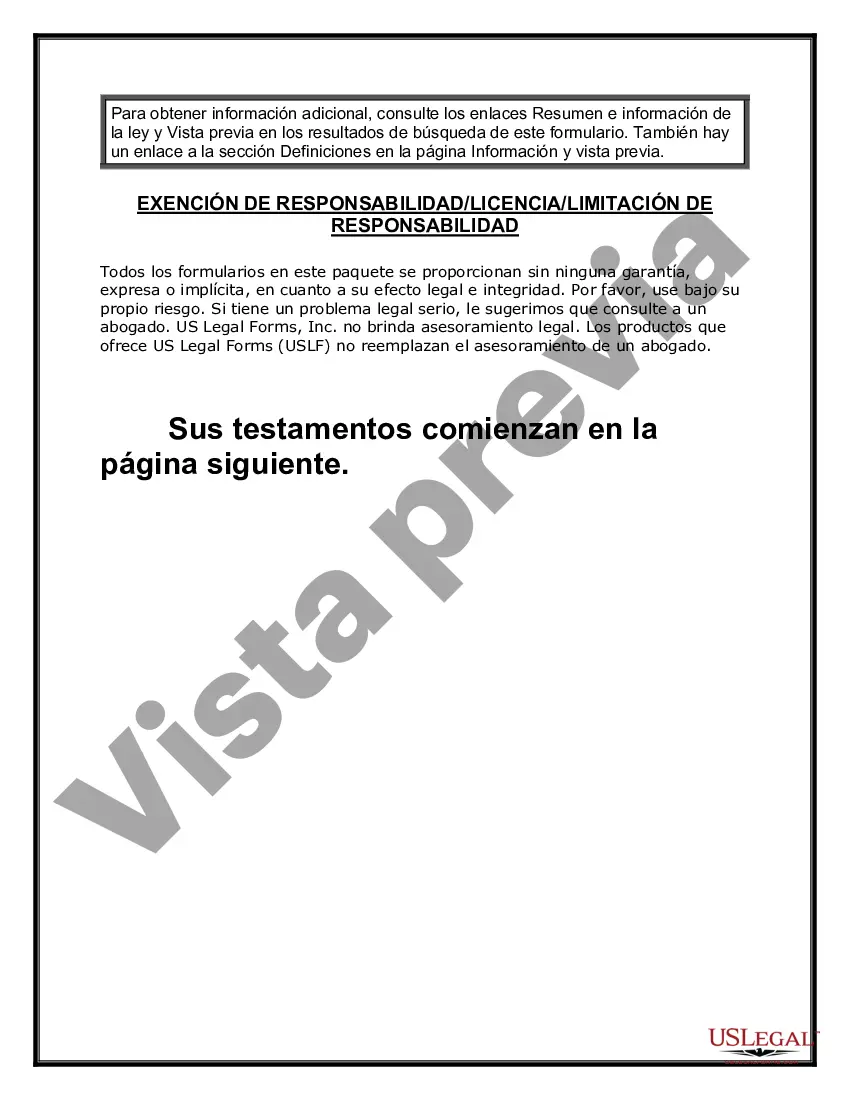 Preview Testamentos Mutuos o Últimas Voluntades y Testamentos para Personas Solteras que conviven con Hijos Menores