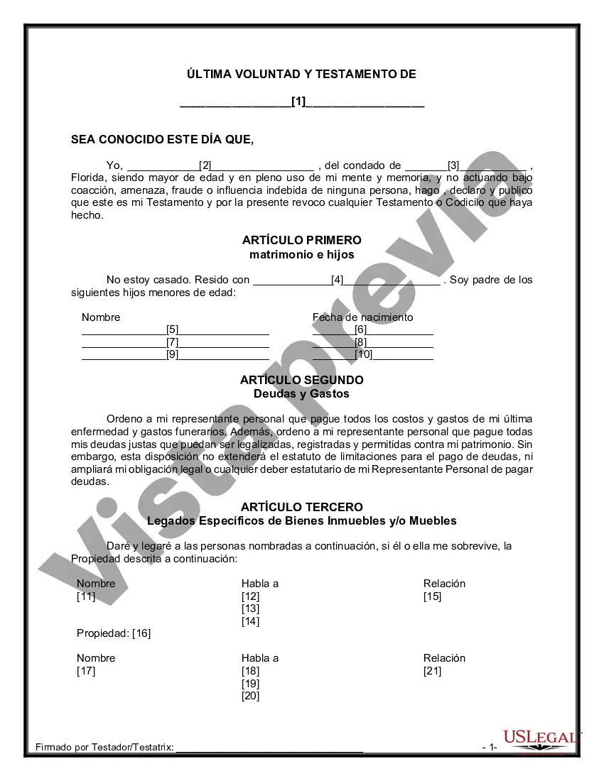 Preview Testamentos Mutuos o Últimas Voluntades y Testamentos para Personas Solteras que conviven con Hijos Menores