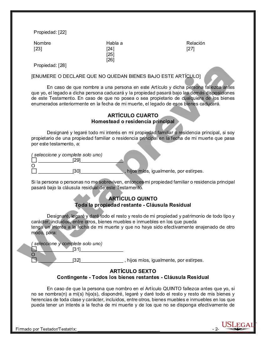 Preview Testamentos Mutuos o Últimas Voluntades y Testamentos para Personas Solteras que conviven con Hijos Menores