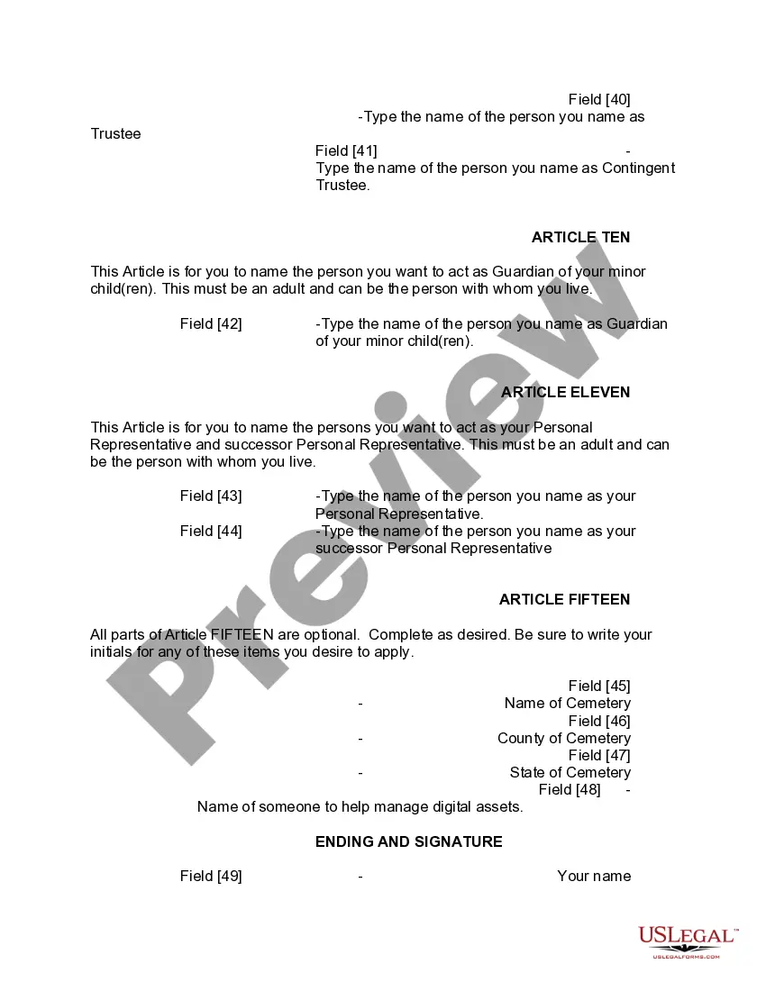 Preview Mutual Wills or Last Will and Testaments for Man and Woman living together, not Married with Minor Children