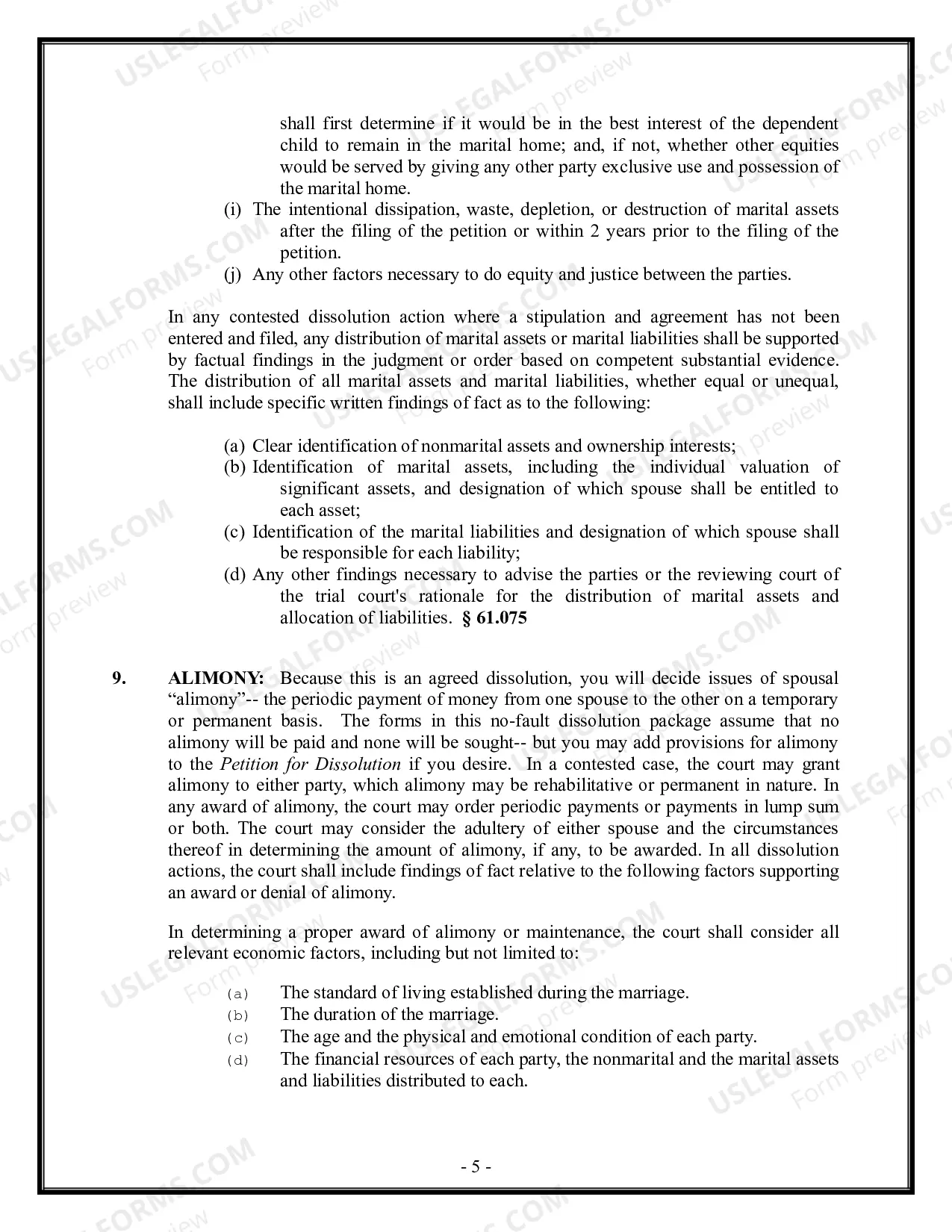 Preview Florida Divorce - Dissolution of Marriage Package with No Dependent Children or Minor Children - With Property