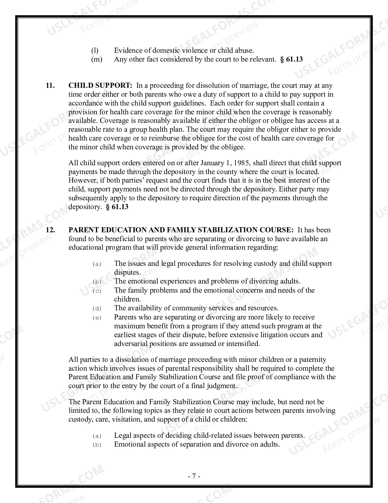 Preview Florida Divorce - Dissolution of Marriage Package with No Dependent Children or Minor Children - With Property