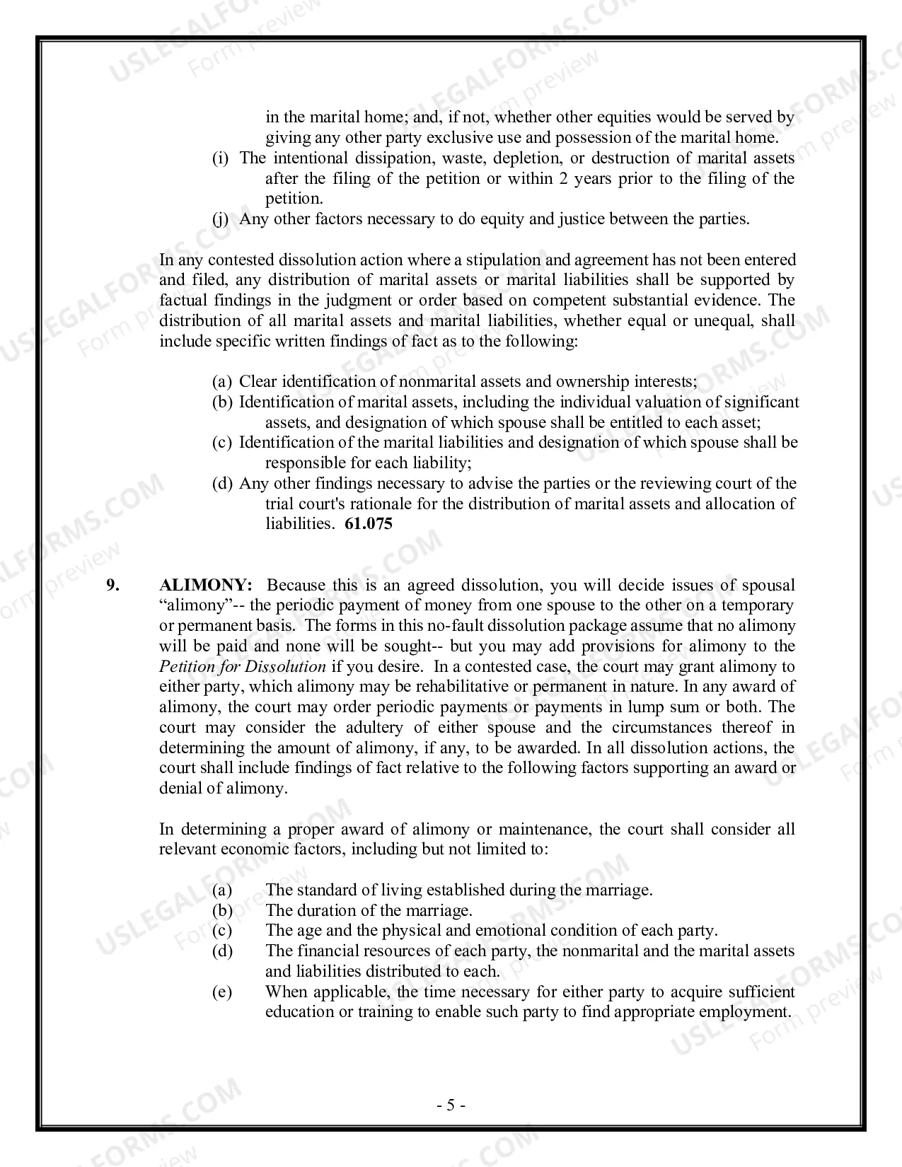 Preview Florida Divorce - Dissolution of Marriage Package with No Dependent Children or Minor Children - Without Property