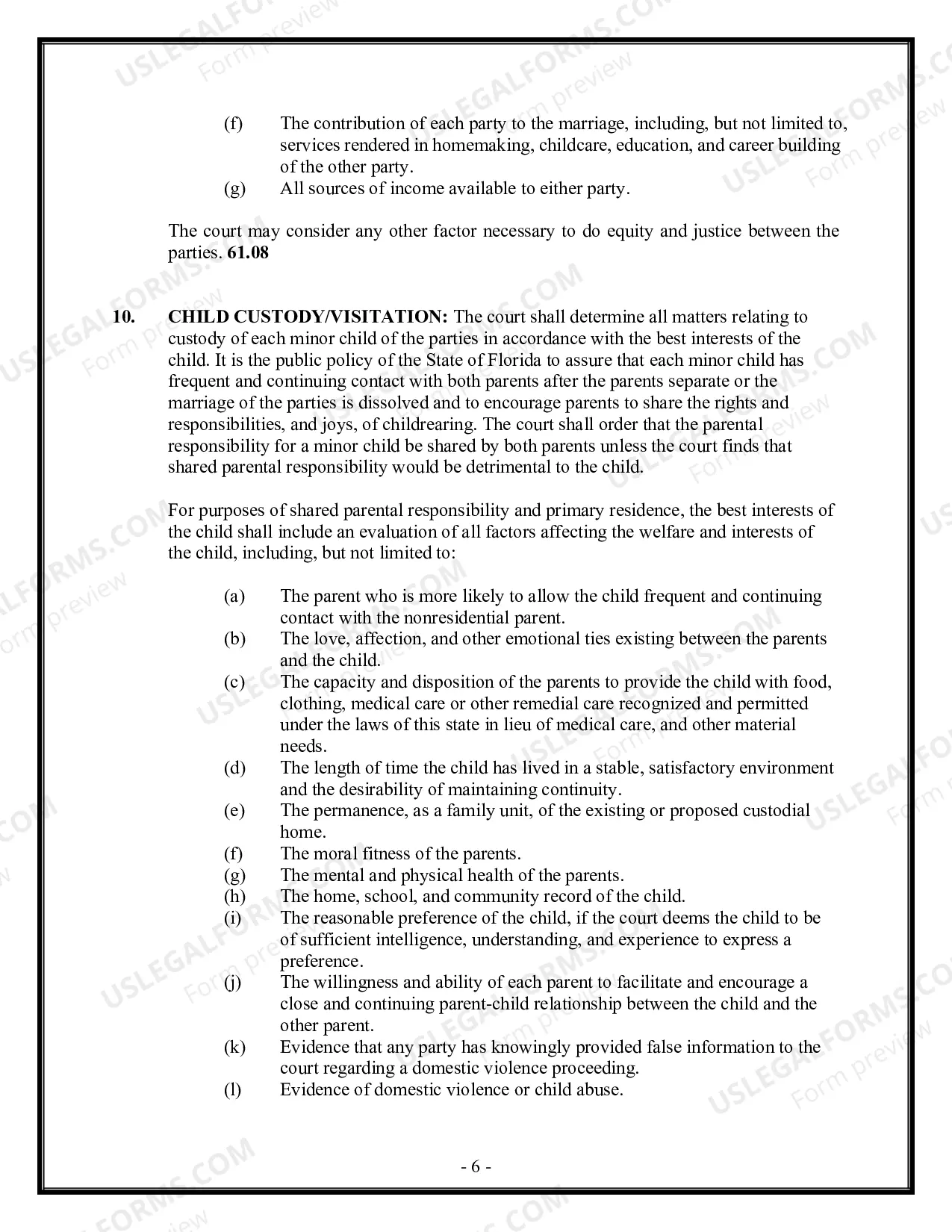 Preview Florida Divorce - Dissolution of Marriage Package with No Dependent Children or Minor Children - Without Property