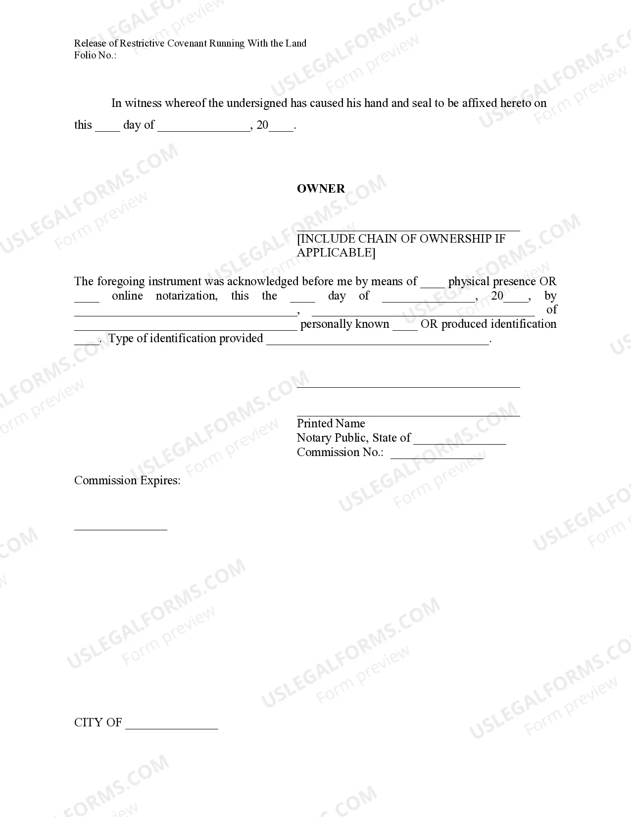 Preview Release of Restrictive Covenants - Florida