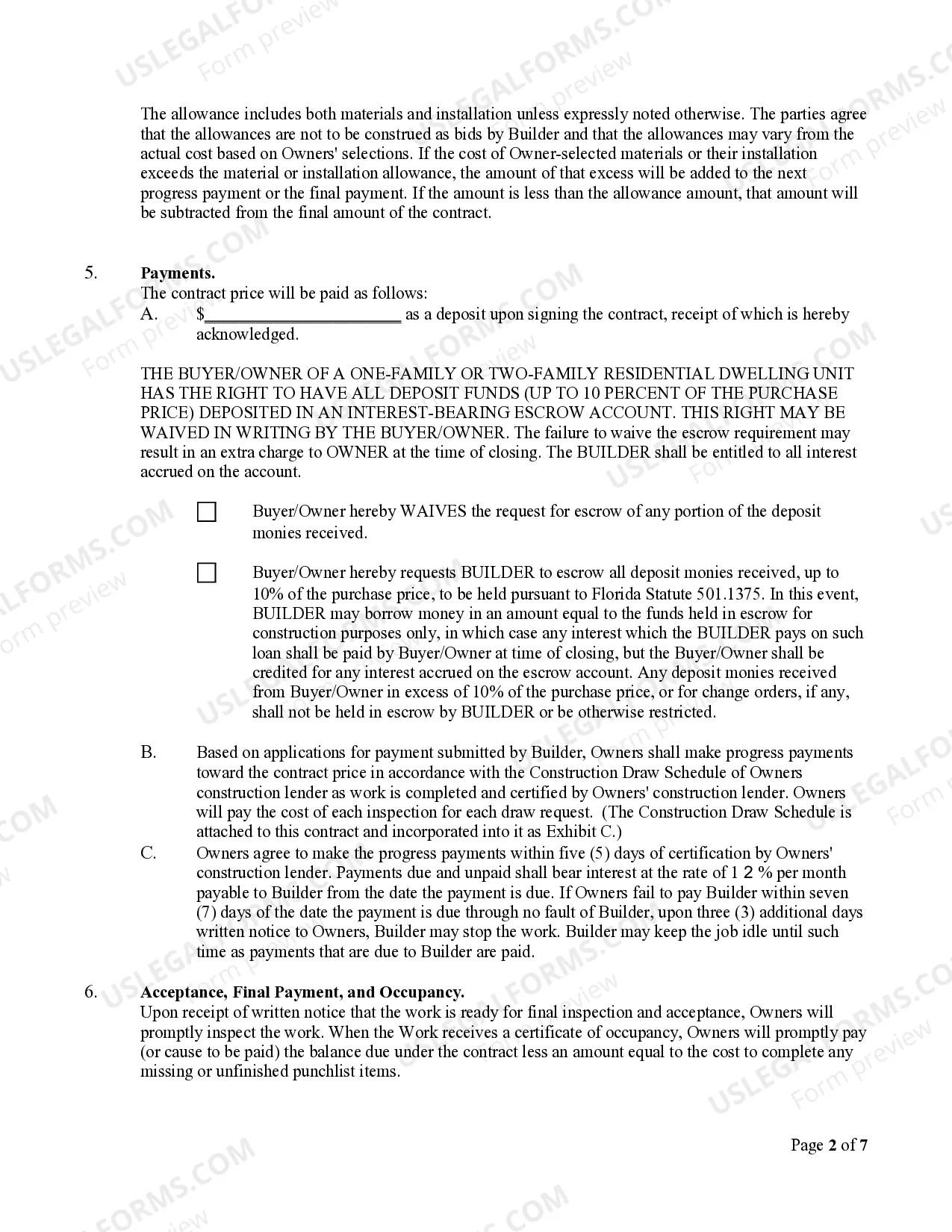 Preview Residential Construction Agreement