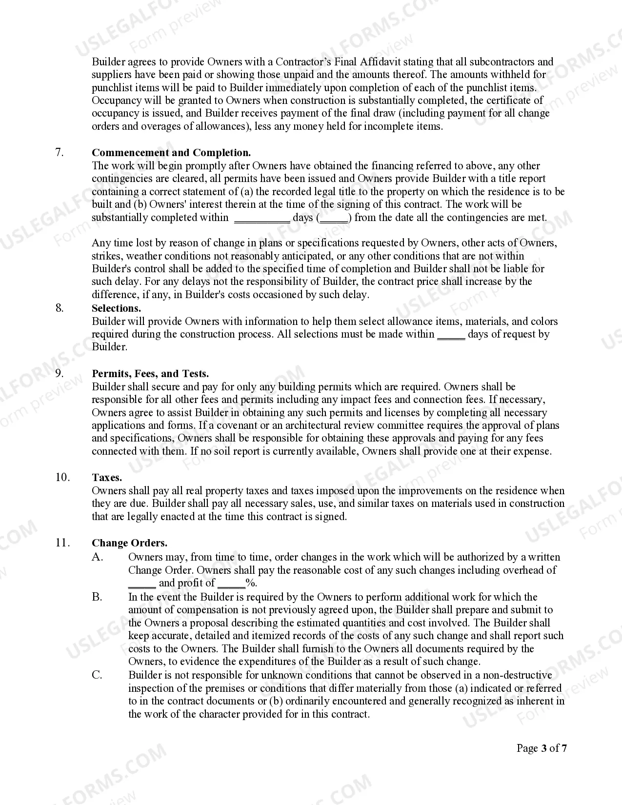 Preview Residential Construction Agreement