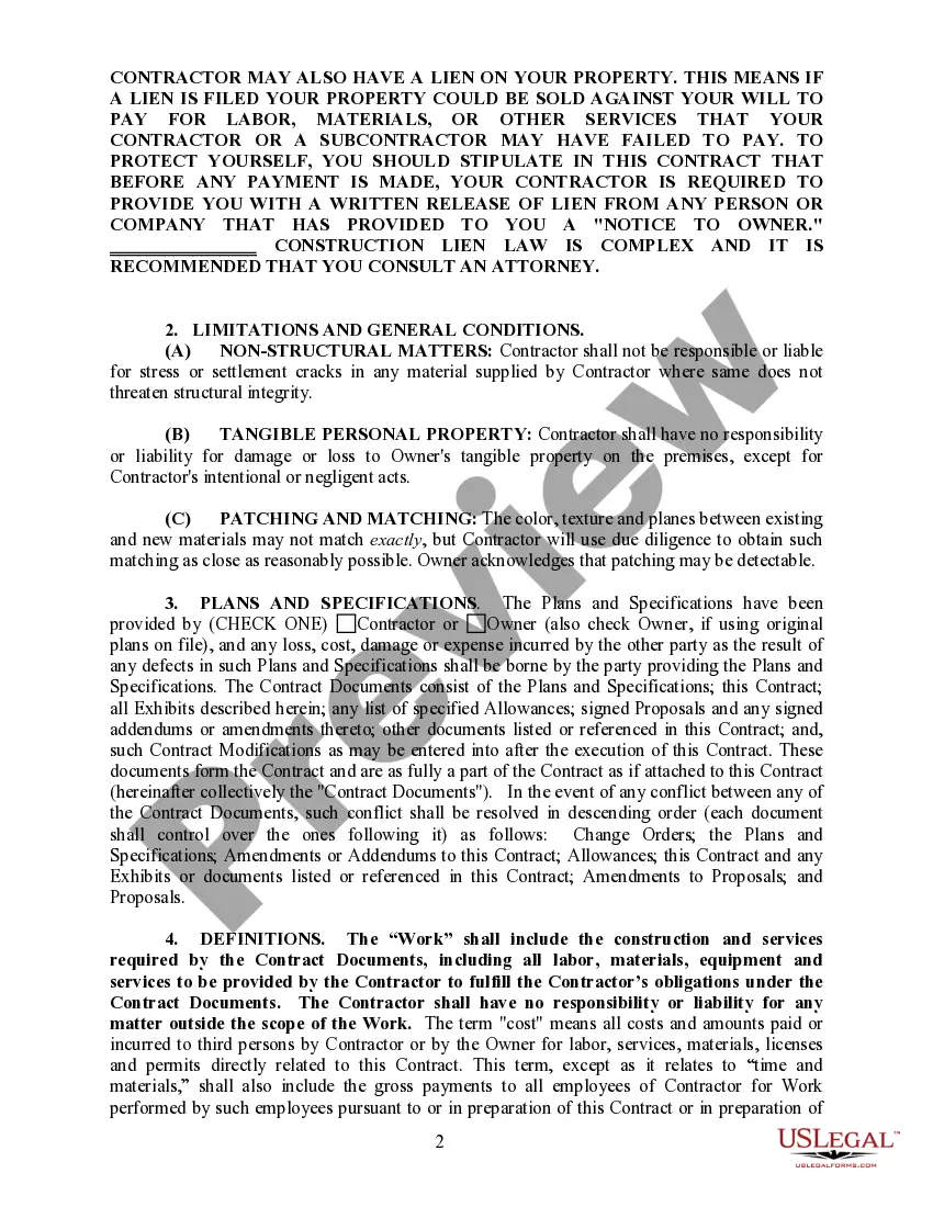 Preview Residential Rebuilding Construction Contract