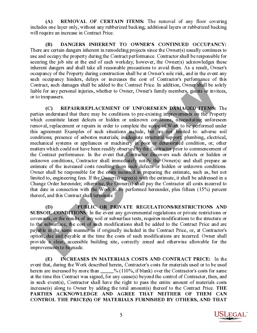 Preview Residential Rebuilding Construction Contract