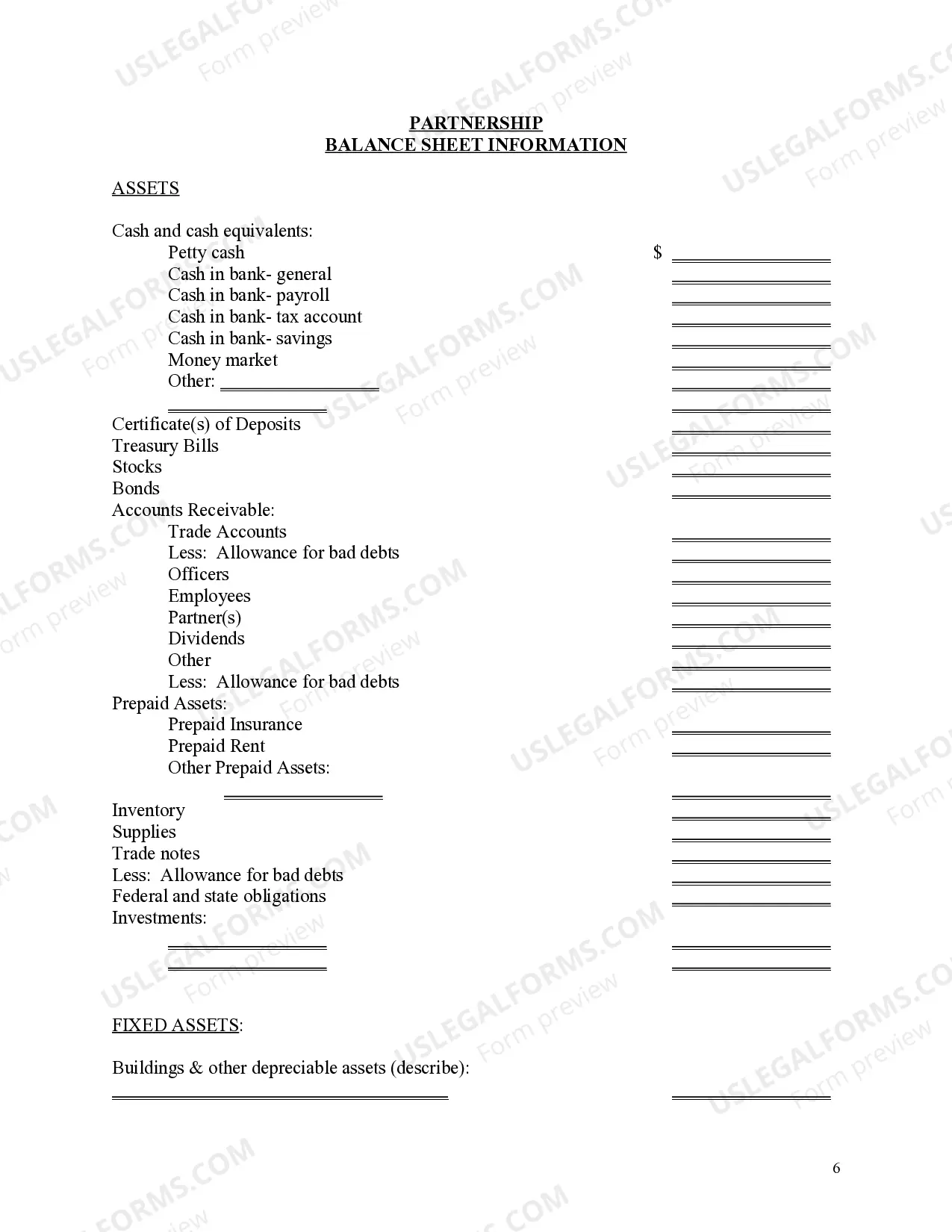 Preview Financial Affidavit for Partnership
