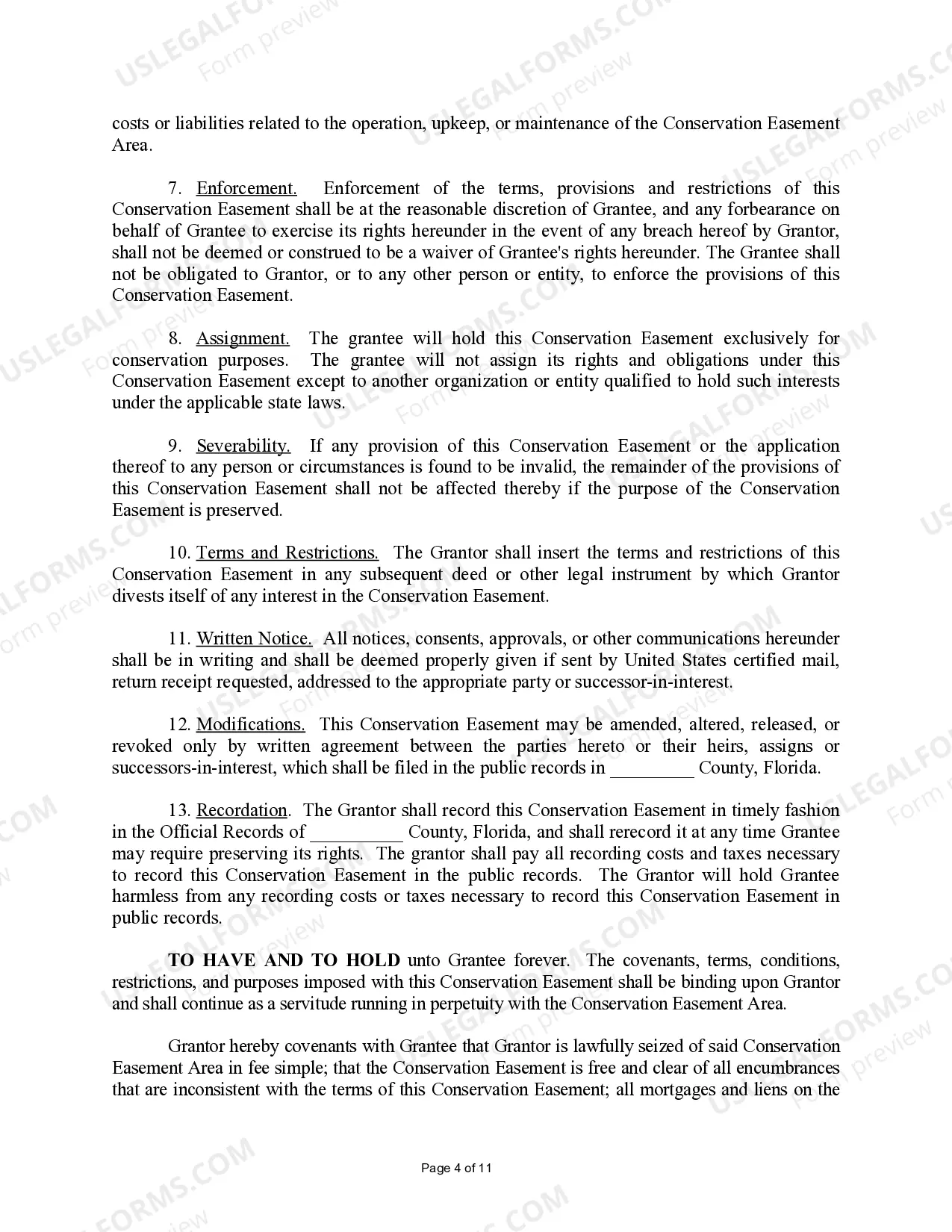 Preview Deed of Conservation Easement for Local Governments