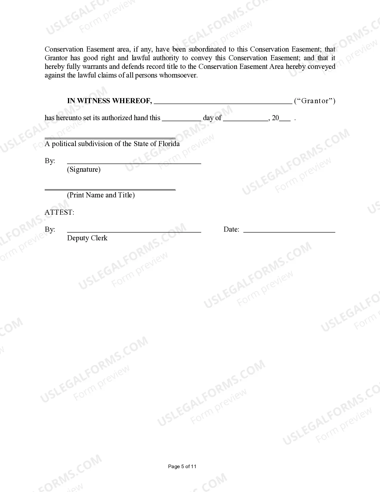 Preview Deed of Conservation Easement for Local Governments