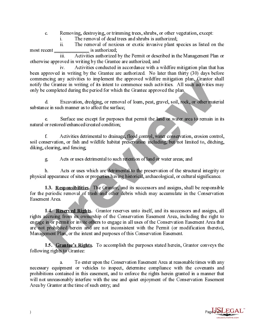 Preview Declaration of Covenants with Conservation Easement