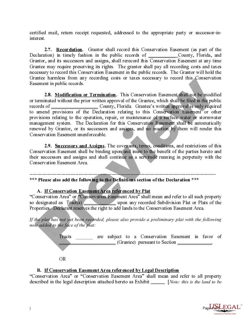 Preview Declaration of Covenants with Conservation Easement