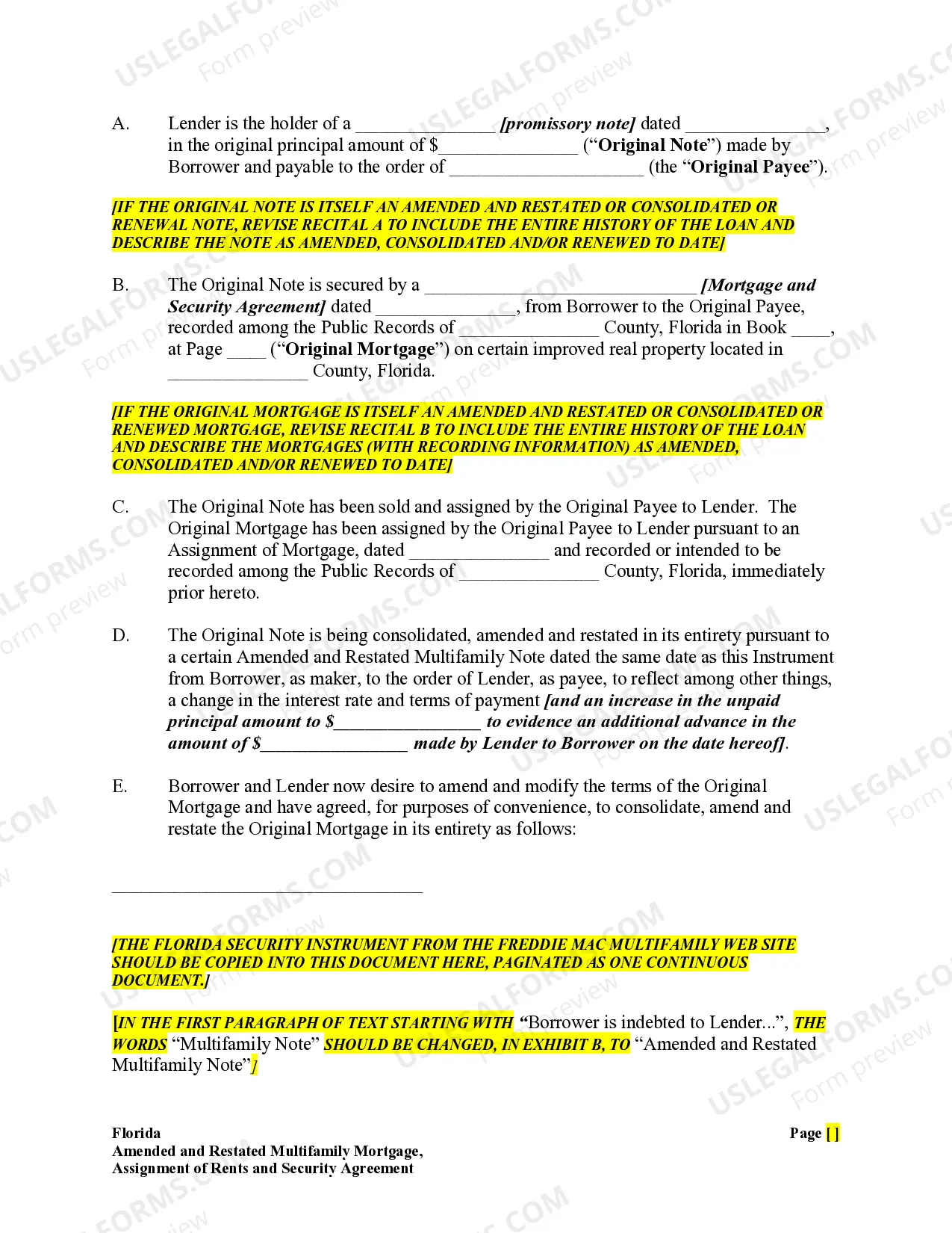 Preview Amended and Restated Multifamily Mortgage, Assignment of Rents and Security Agreement