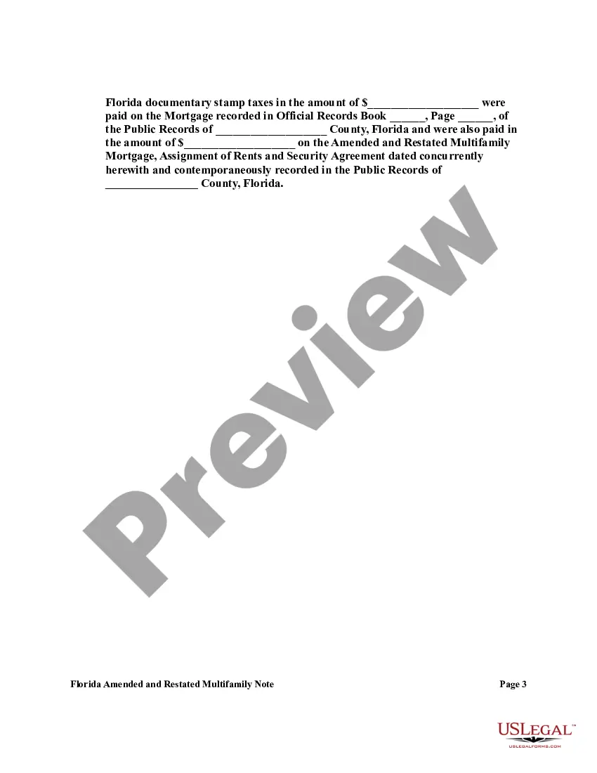 Preview Amended and Restated Multifamily Promissory Note