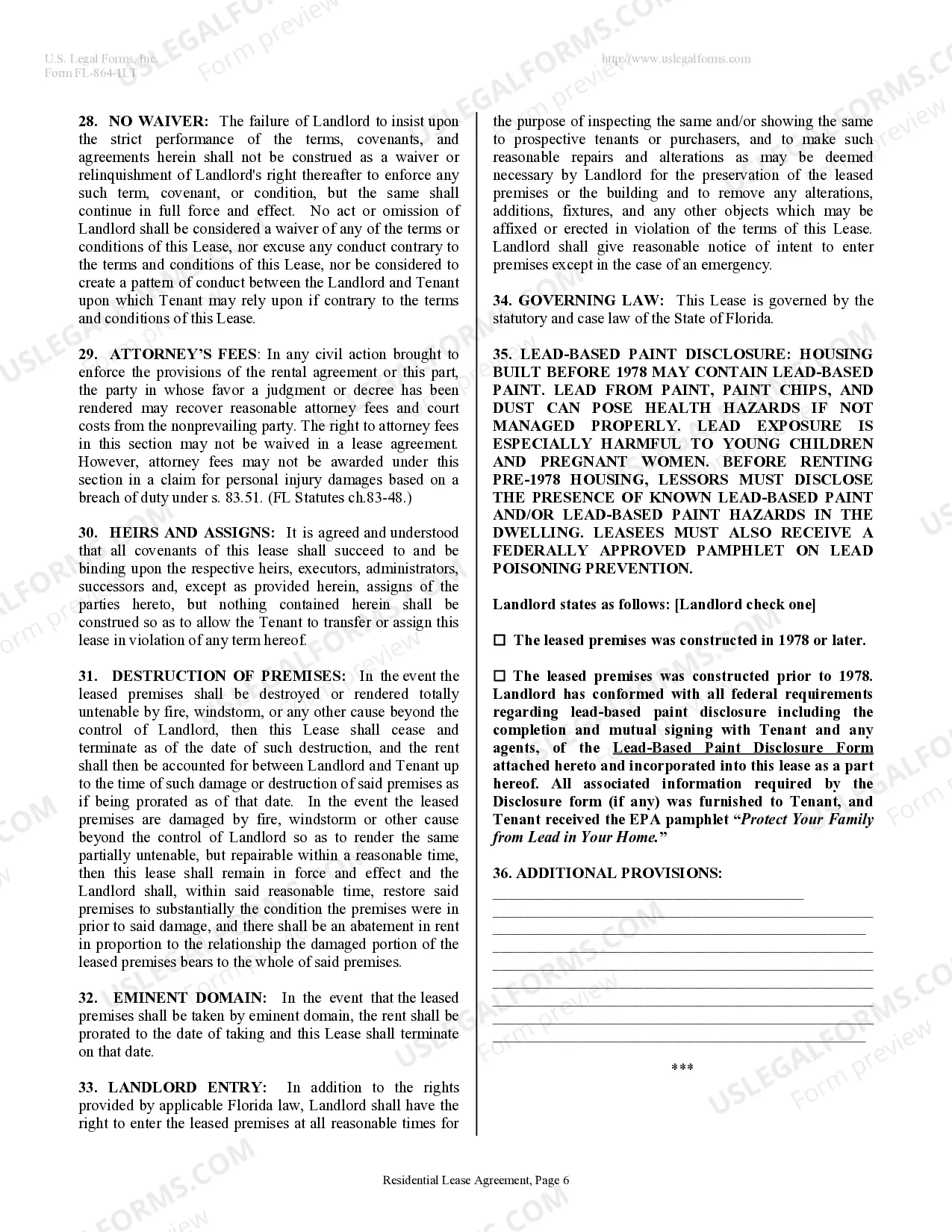 Preview Residential Lease or Rental Agreement for Month to Month