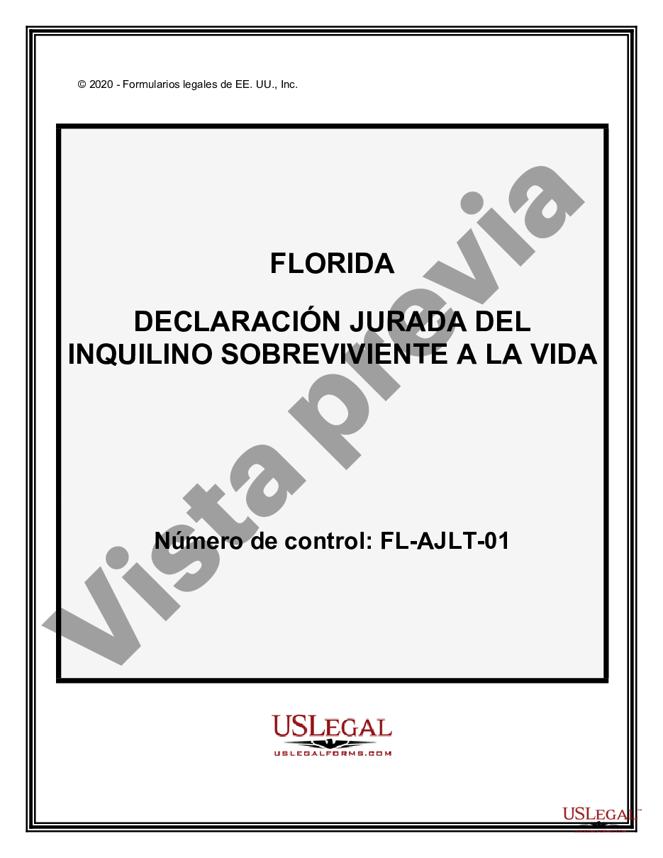 Orange Florida Declaración Jurada Del Inquilino Sobreviviente De La Vida Declaración Jurada 6832