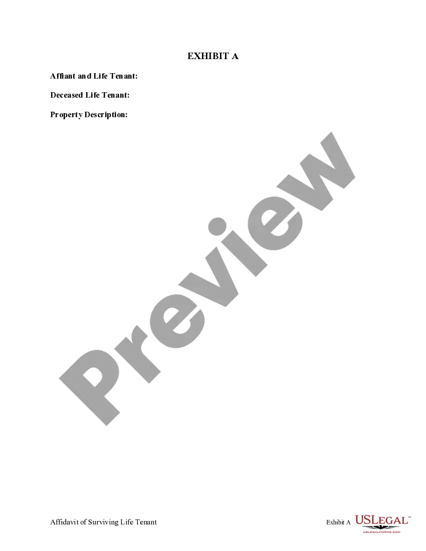 Get Affidavit of Surviving Life Tenant Preview Affidavit of Surviving Life Tenant