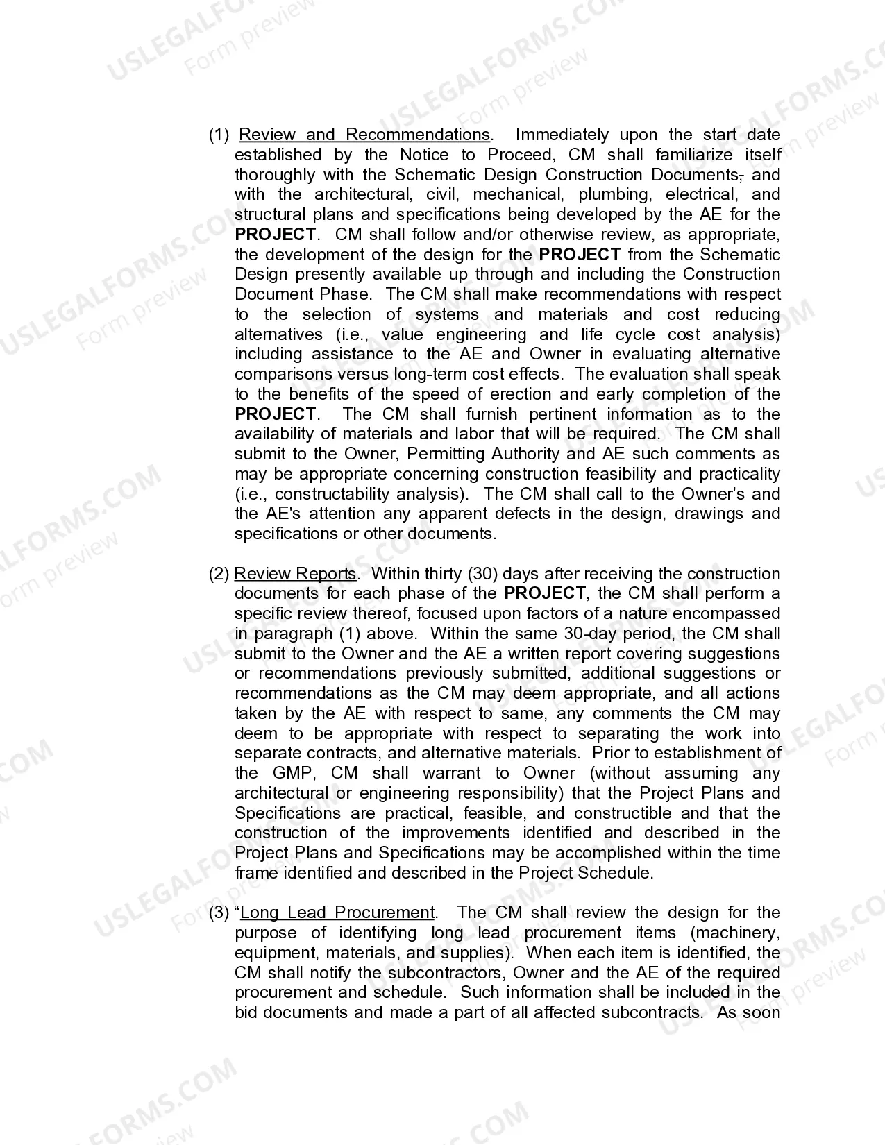 Preview Agreement Between Owner and Construction Manager