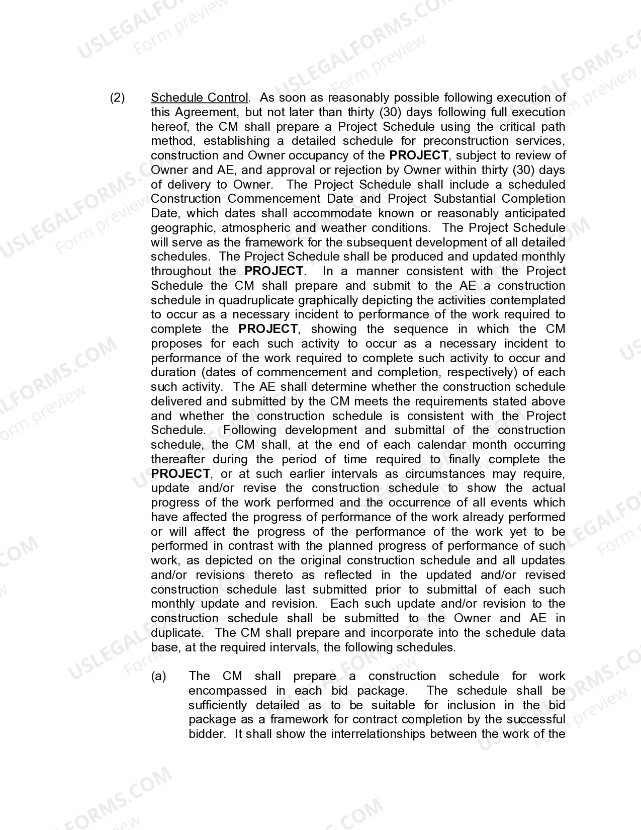 Preview Agreement Between Owner and Construction Manager