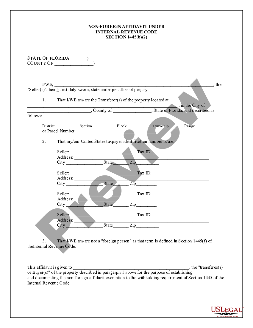 Firpta Affidavit Florida Withholding Us Legal Forms 7644